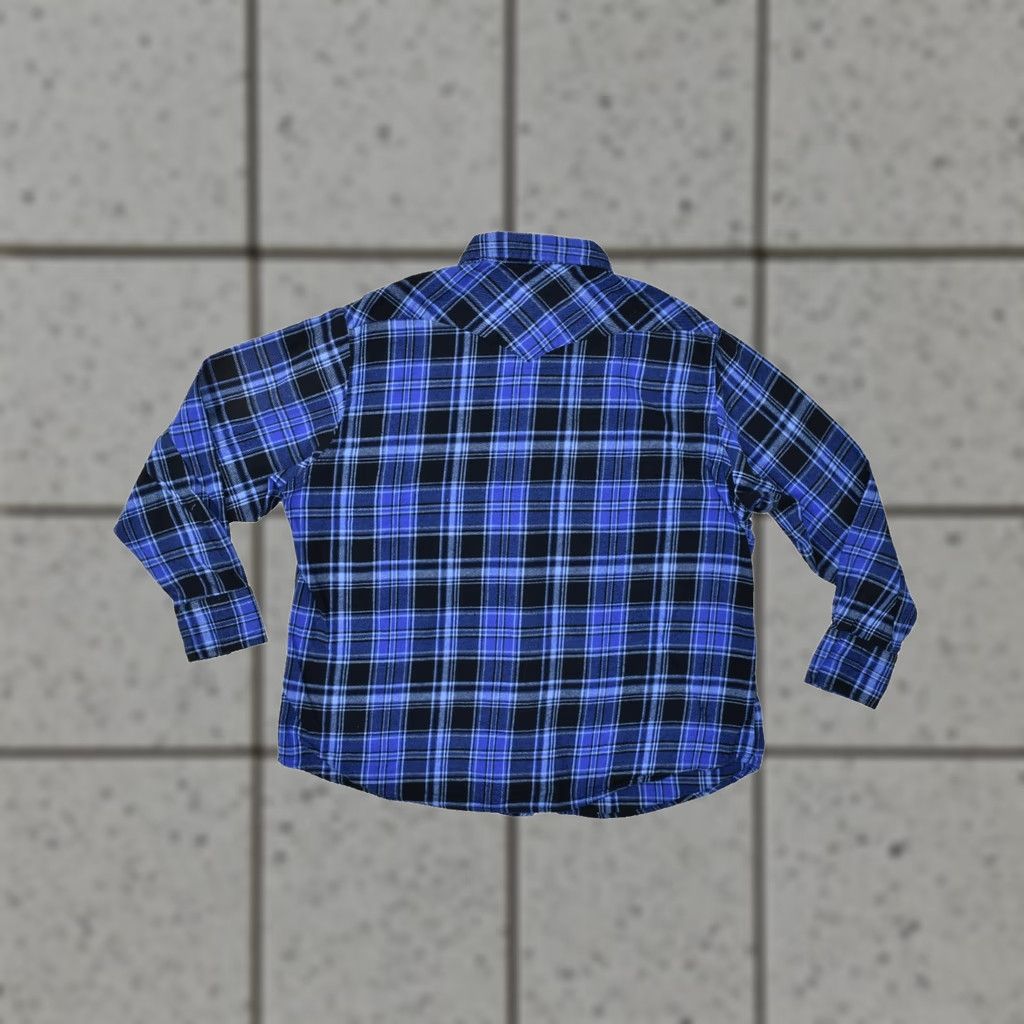 Wrangler WRANGLER Wrancher Men 2X Blue Black Plaid Flannel Western Pearl Snap Long Sleeve Shirt Size US XXL / EU 58 / 5 - 1 Thumbnail