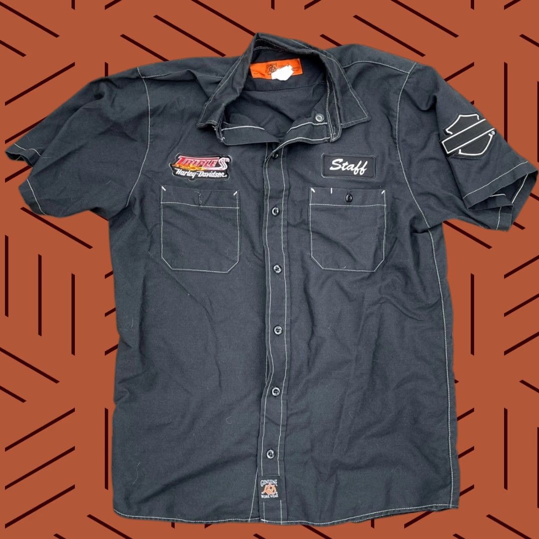 Harley Davidson Harley Davidson Work Shirt Mens Medium Black Morgantown WV Staff Size US M / EU 48-50 / 2 - 1 Thumbnail