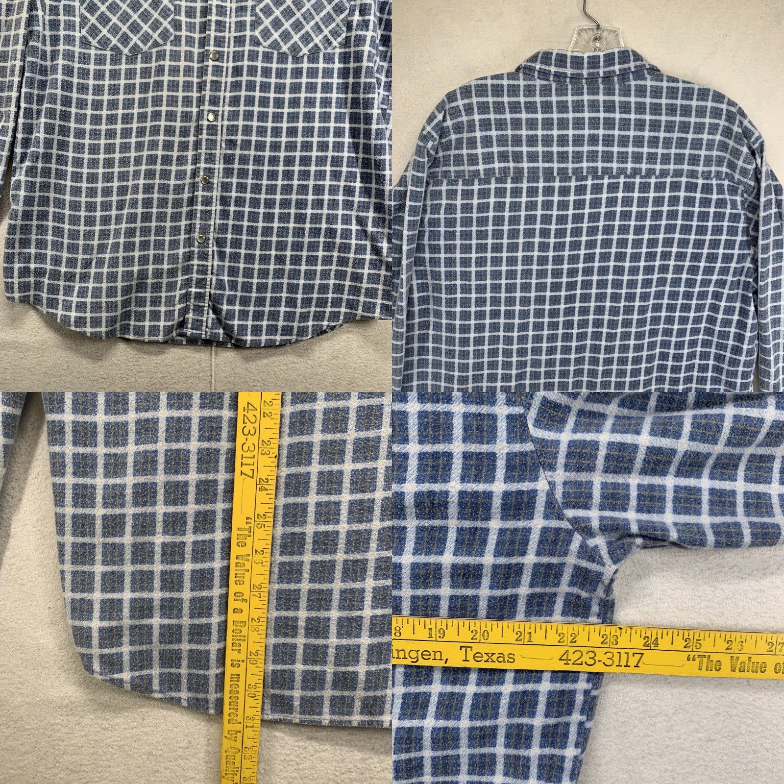 Haband VINTAGE 90s Pearl Snap Plaid Flannel Shirt Men Medium Blue Grunge Western Cotton Blend Size US M / EU 48-50 / 2 - 8 Thumbnail