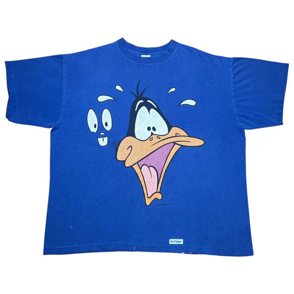 Warner Bros Vtg 1993 Looney Tunes Daffy Ducks Big Face Six Flags T-Shirt Size US XXL / EU 58 / 5 - 1 Thumbnail