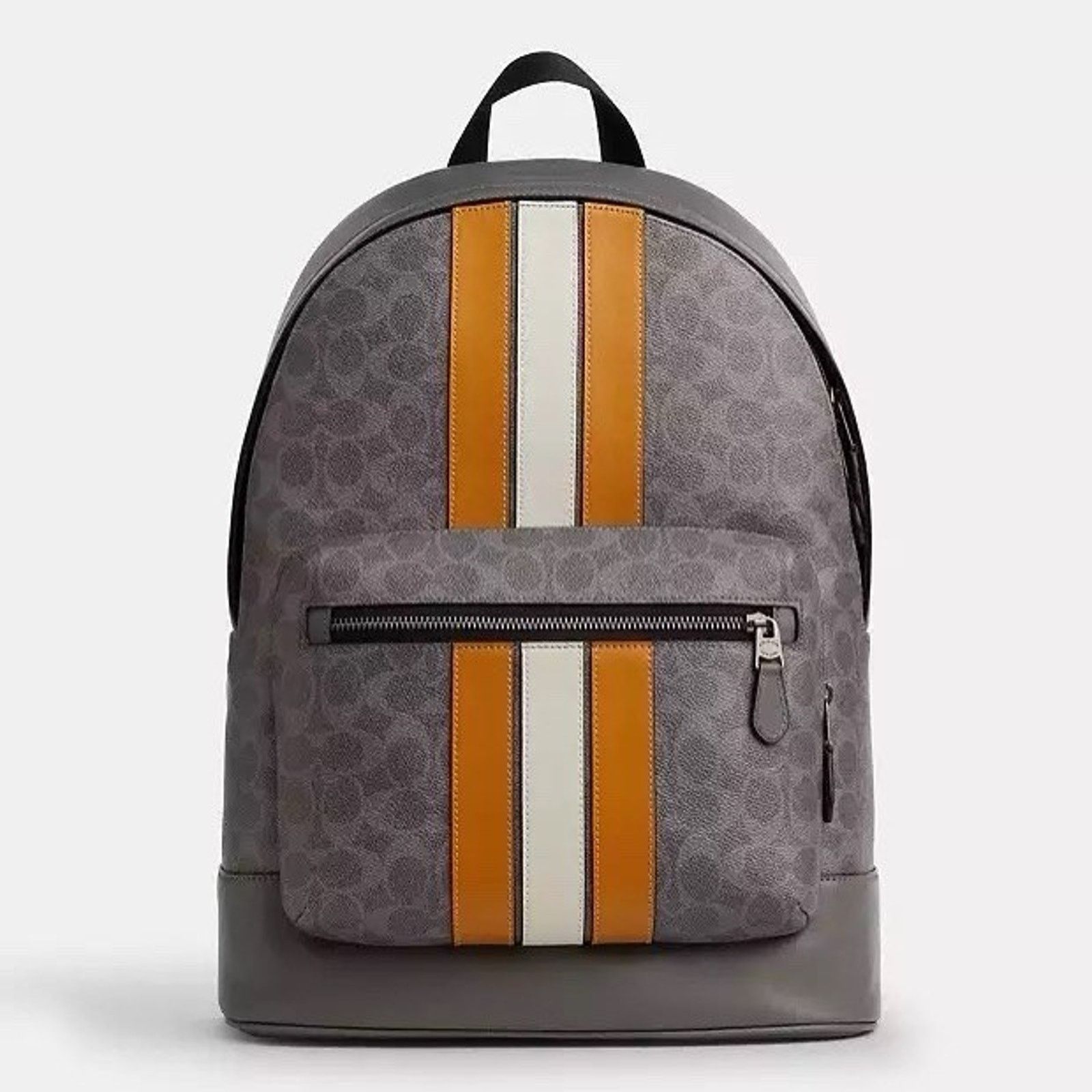 Coach NWT Coach Cv922 West Backpack Varsity Stripe Grey/Ochre Size ONE SIZE - 6 Thumbnail