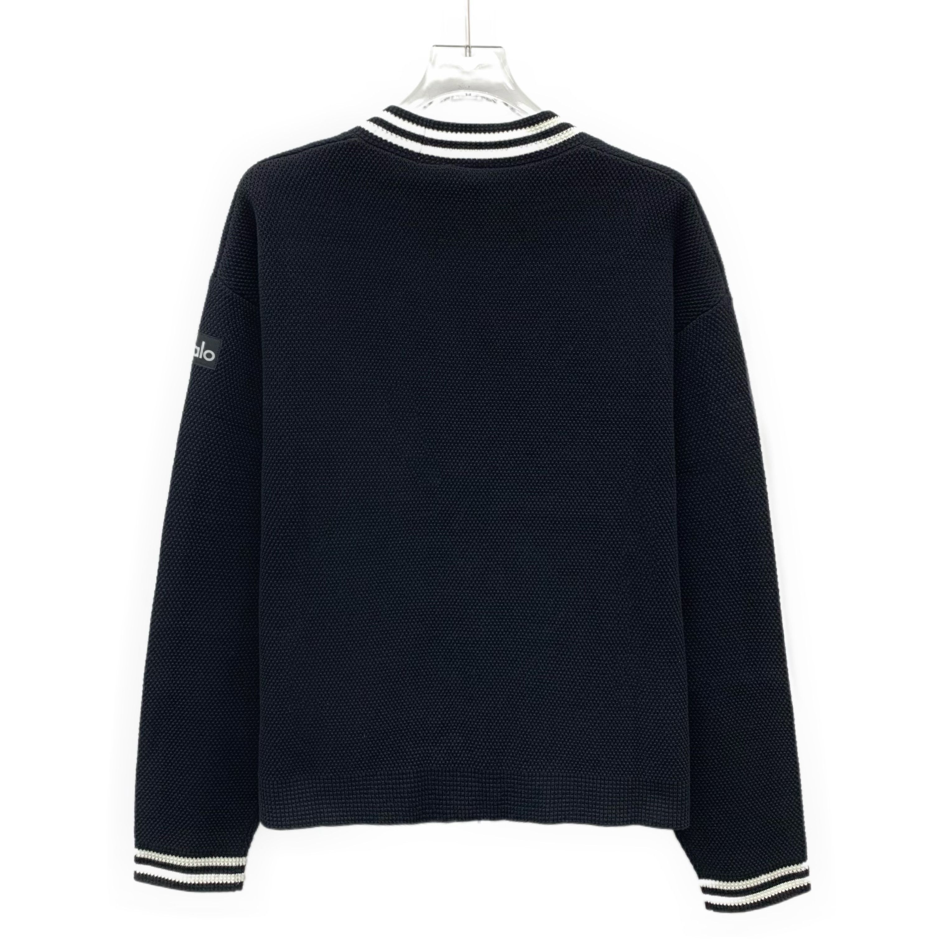Alo Yoga Alo Yoga Stripe V-Neck Cardigan Black (S) Size S / US 4 / IT 40 - 2 Thumbnail