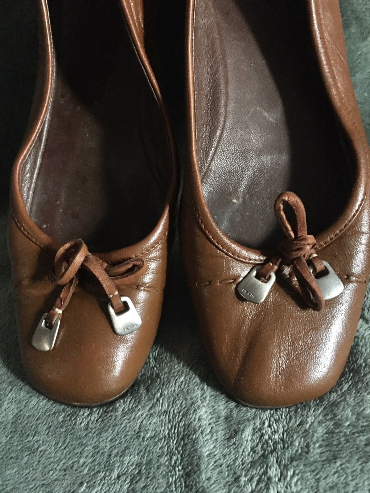 Prada PRADA Brown Leather Vintage Flats Shoes EU 37 Size US 7 / IT 37 - 4 Thumbnail