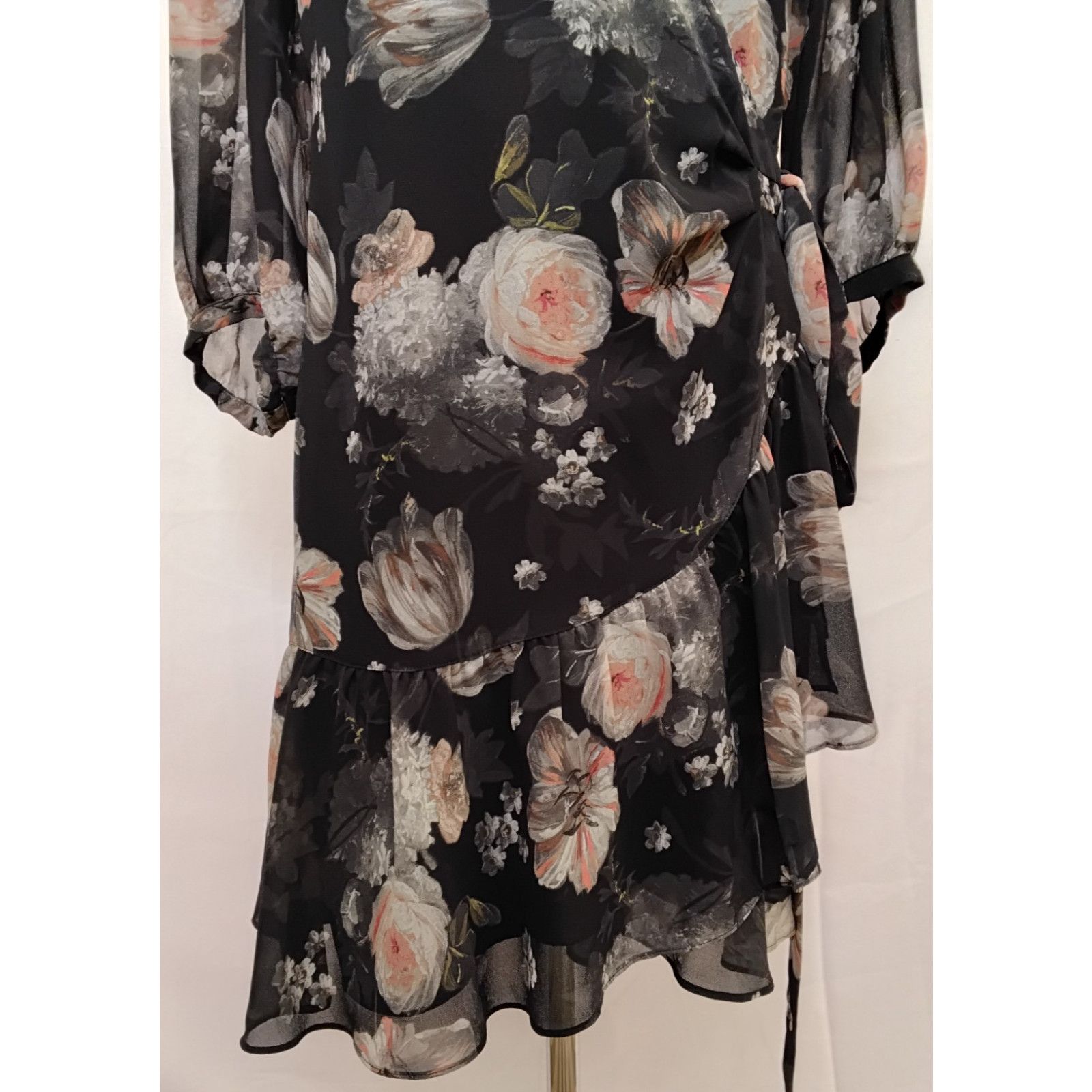 Allsaints All Saints Wrap Dress Women's M Black/Floral Flowy Jade Eden Size M / US 6-8 / IT 42-44 - 6 Thumbnail