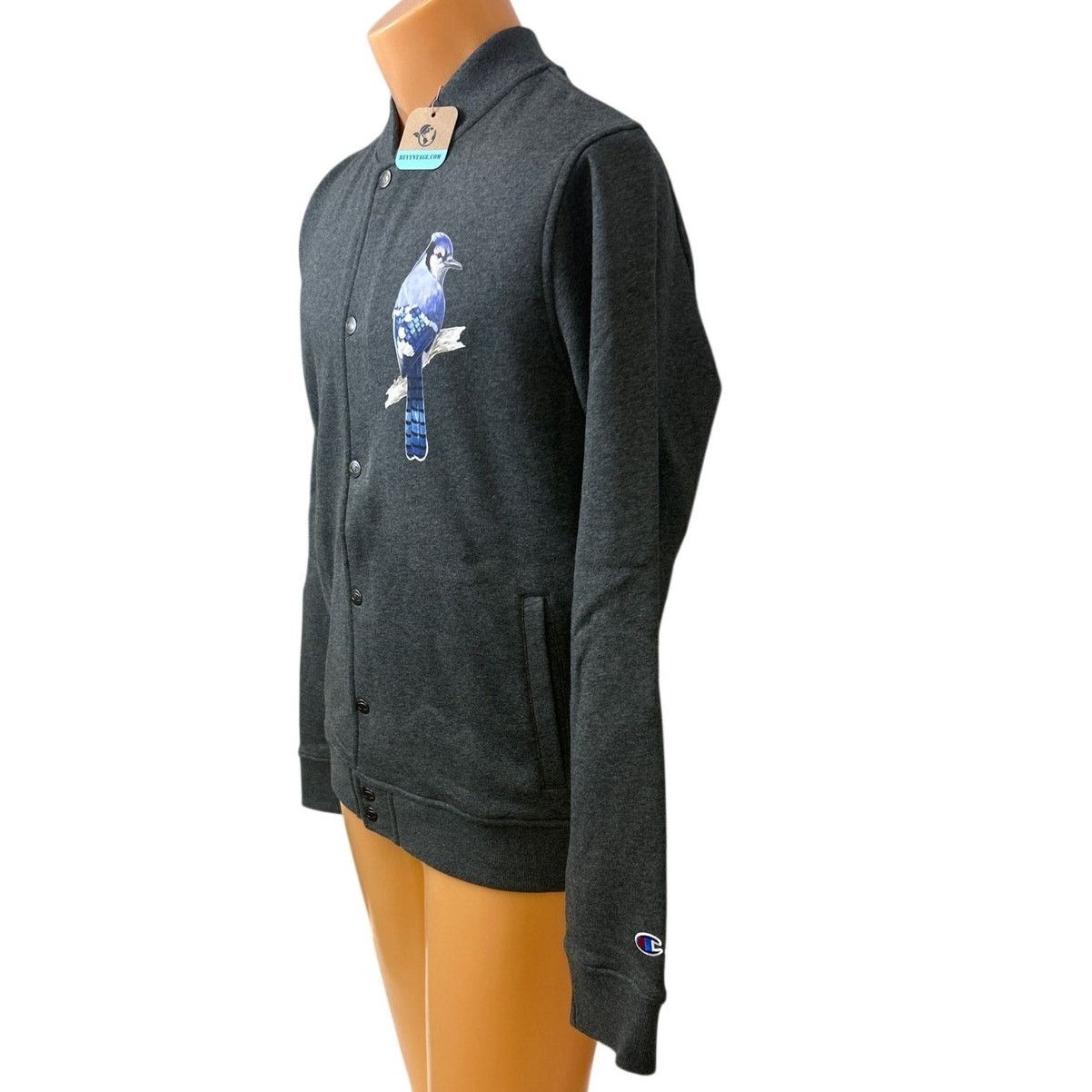 Champion New Champion Mens Small Hand Printed Blue Jay Bomber Jacket Size US S / EU 44-46 / 1 - 3 Thumbnail