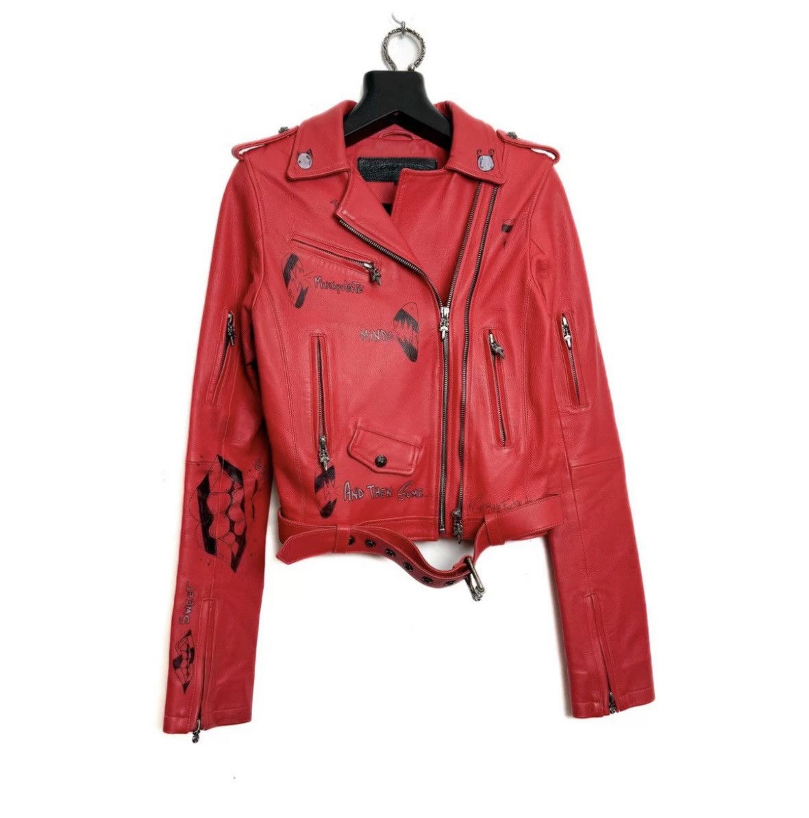 Chrome Hearts Chrome Hearts Track Jacket Leather Trimmed Red