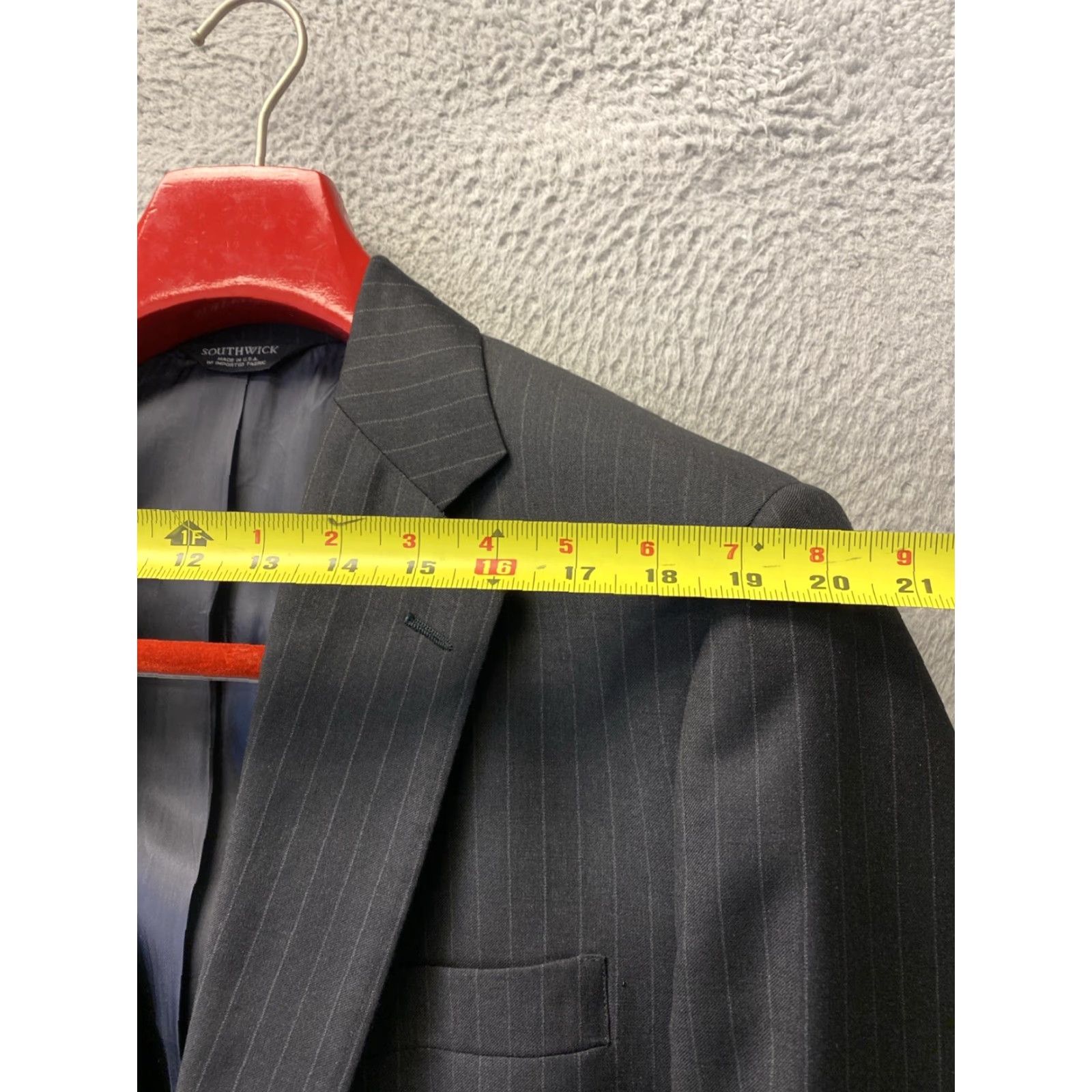 Southwick Southwick Wool Suit 43 R Pants 38x34 Men’s Gray Stripped USA 2 Piece Regular Wool Suit Size 46R - 6 Thumbnail