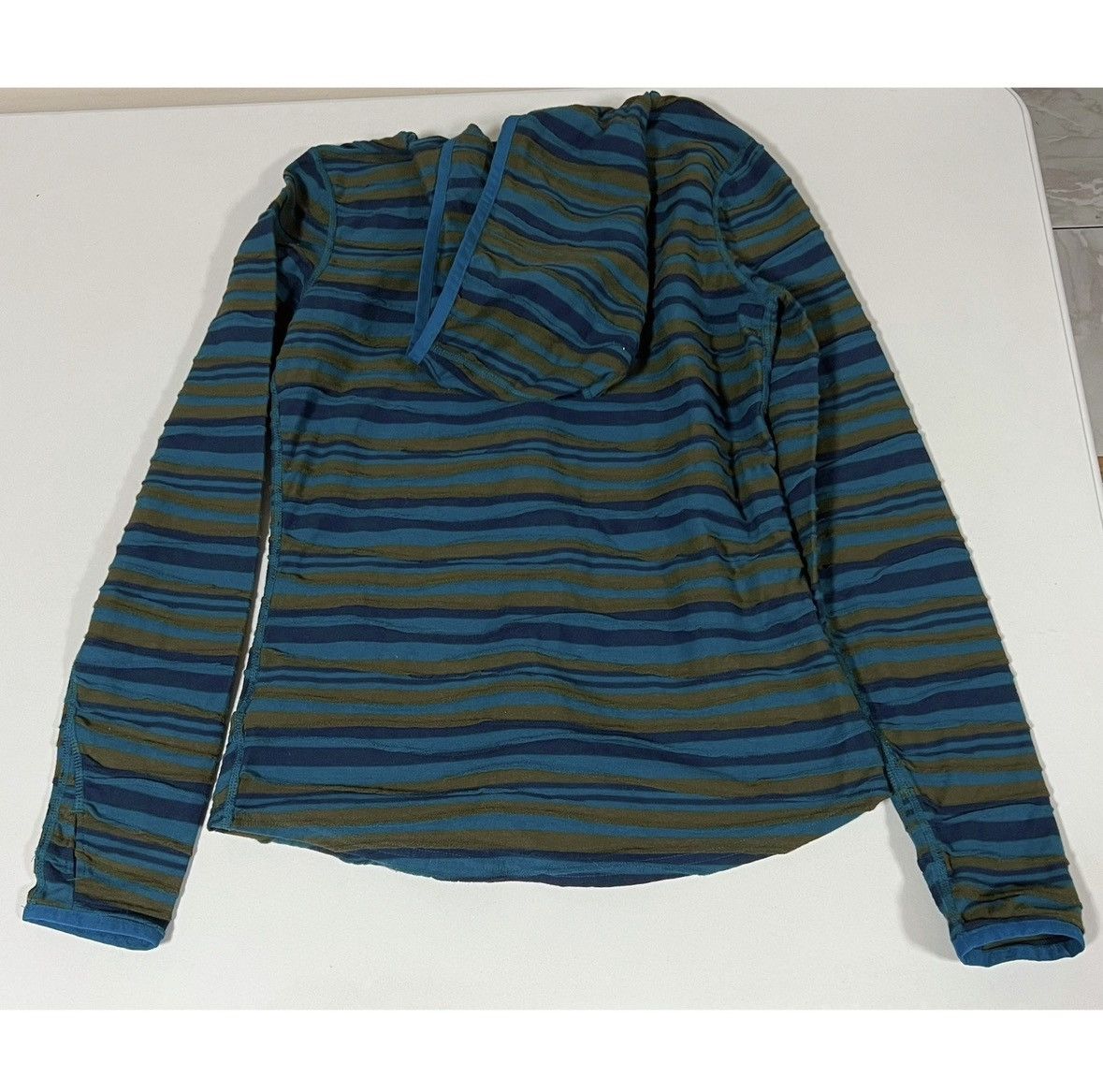 ExOfficio Olive Green Navy Blue Striped Sweater Sweatshirt Hoodie XS🫒✨ Size XS / US 0-2 / IT 36-38 - 3 Thumbnail