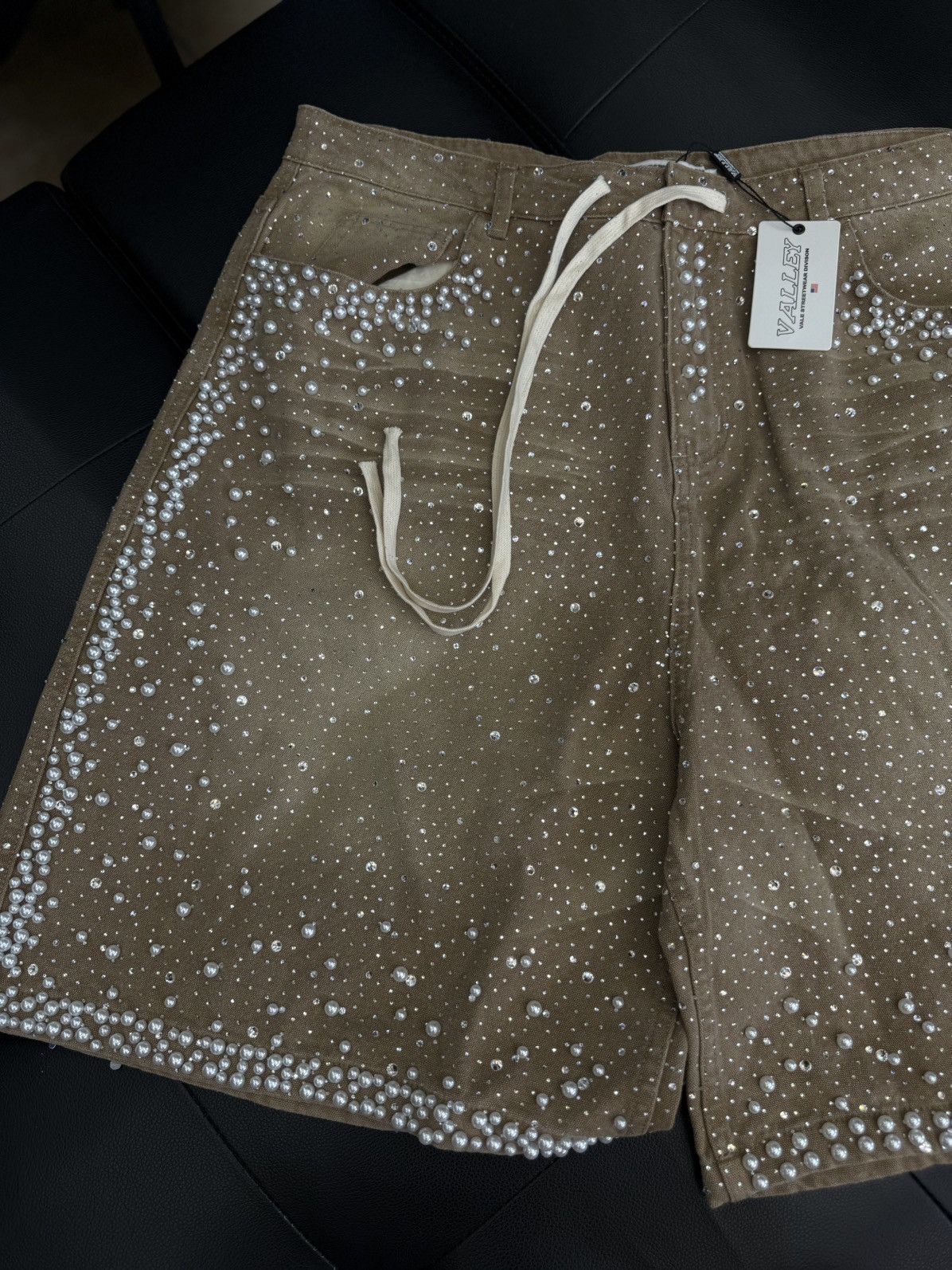 Vale Valley Rhinestone Crystal Shorts Denim Tan Size 36 Size US 36 / EU 52 - 2 Thumbnail