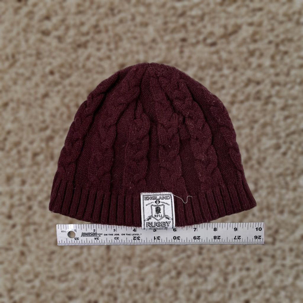 Vintage England Rugby RFU Beanie Adult One Size Burgundy Knit Acrylic Ski Est 1871 Size ONE SIZE - 1 Thumbnail