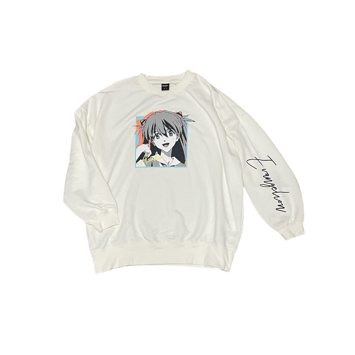 image of Anima x Cartoon Network Asuka Evangelion Sweatshirt 3Xl in Cream, Men's (Size 2XL)