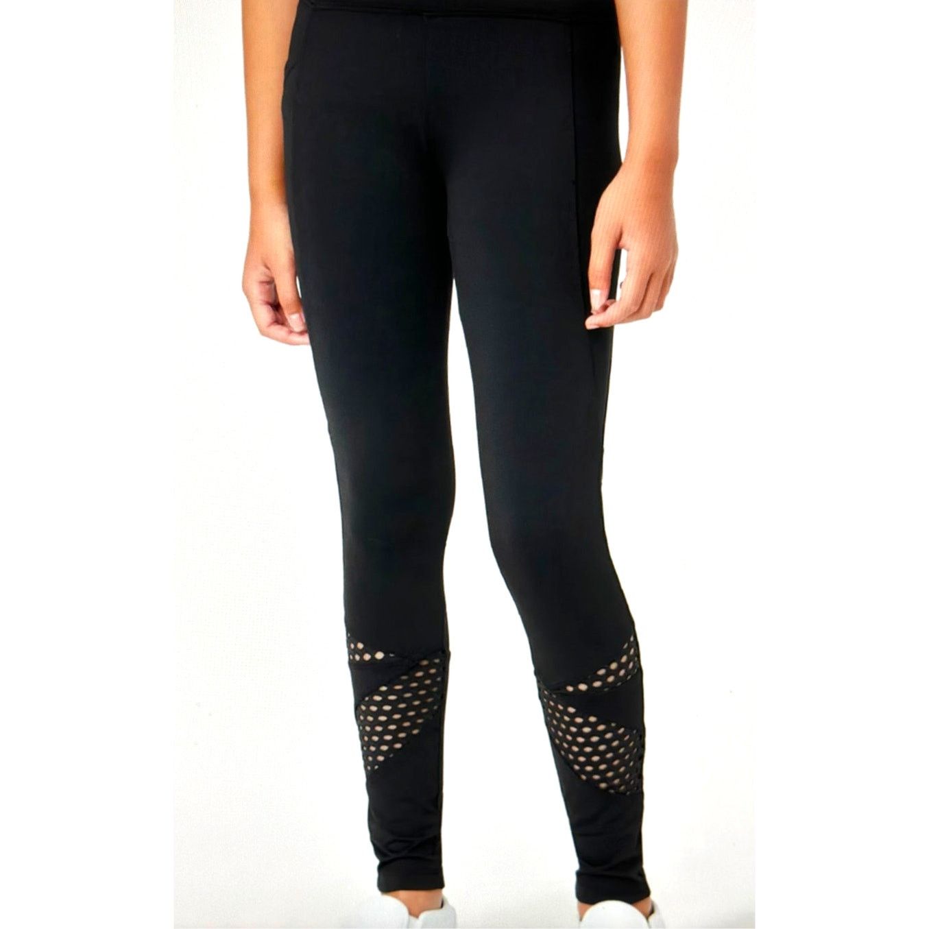 Other Justice Mesh Cut Out Full Length Leggings Black kids M (10) Size 32" / US 10 / IT 46 - 2 Thumbnail