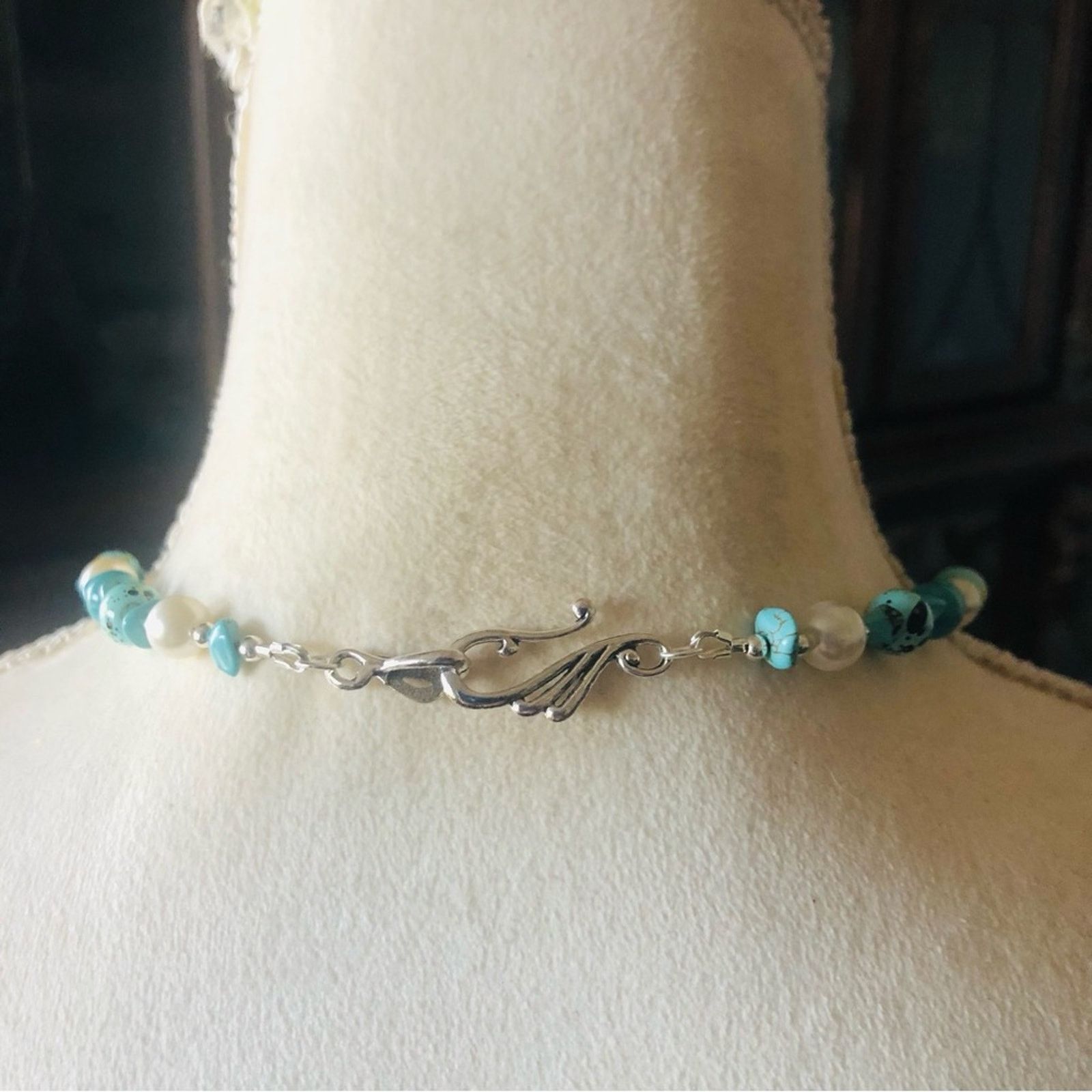 Handmade Handcrafted repurpose howlite stone beaded necklace Size ONE SIZE - 7 Thumbnail