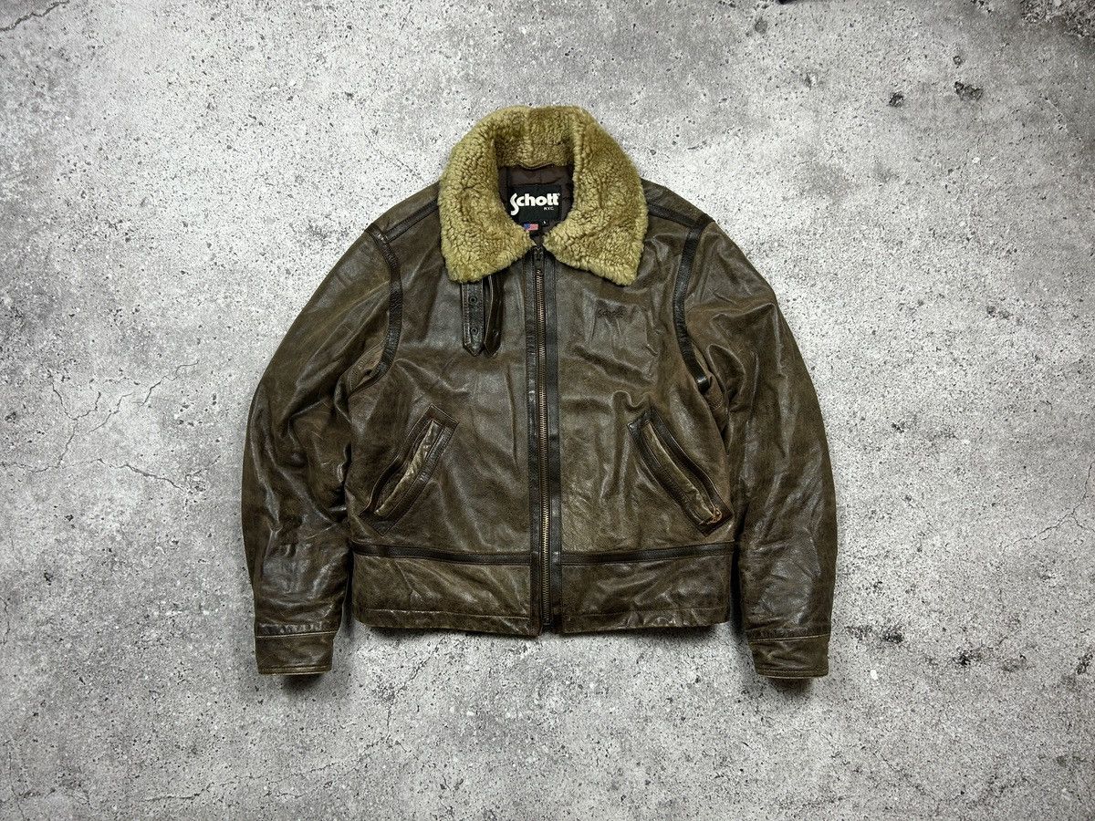 Schott × Vintage Schott Brown Leather b-3 jacket shearling Size US L / EU 52-54 / 3 - 1 Thumbnail