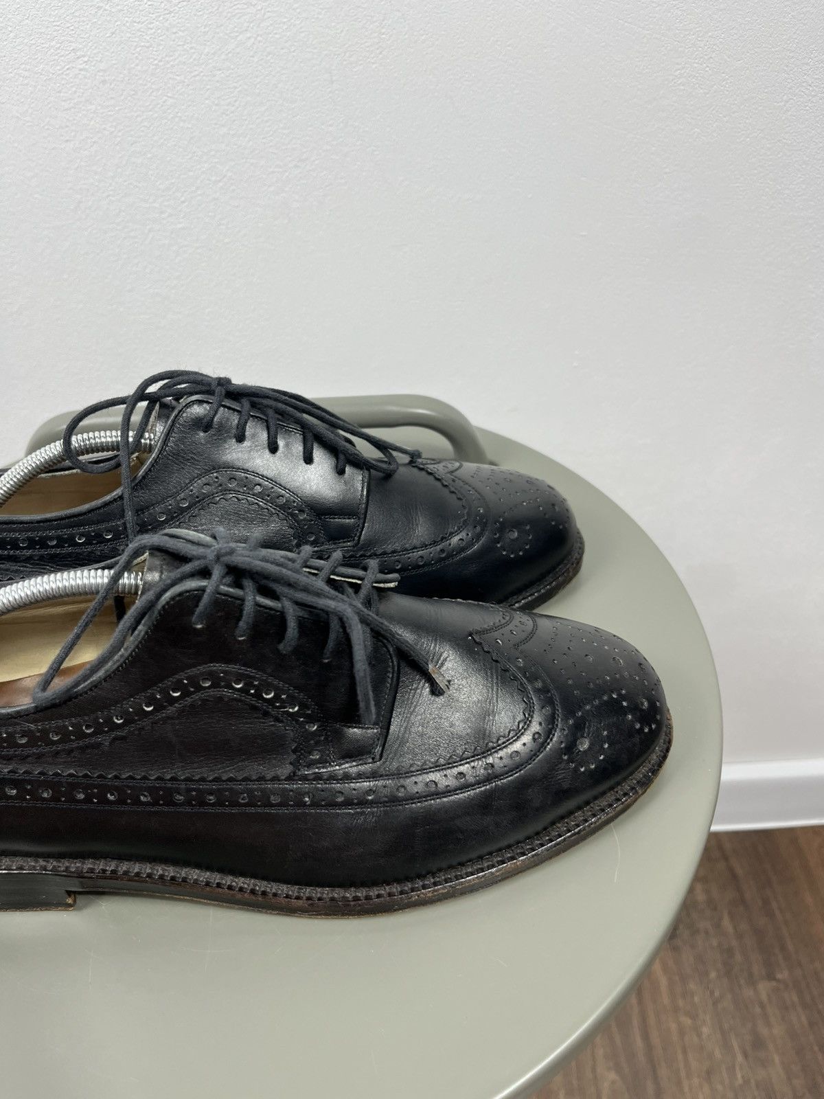 Leather Black Leather Brogue Wingtip Shoes Size 41 EU Dress Leather Size US 8 / EU 41 - 4 Thumbnail