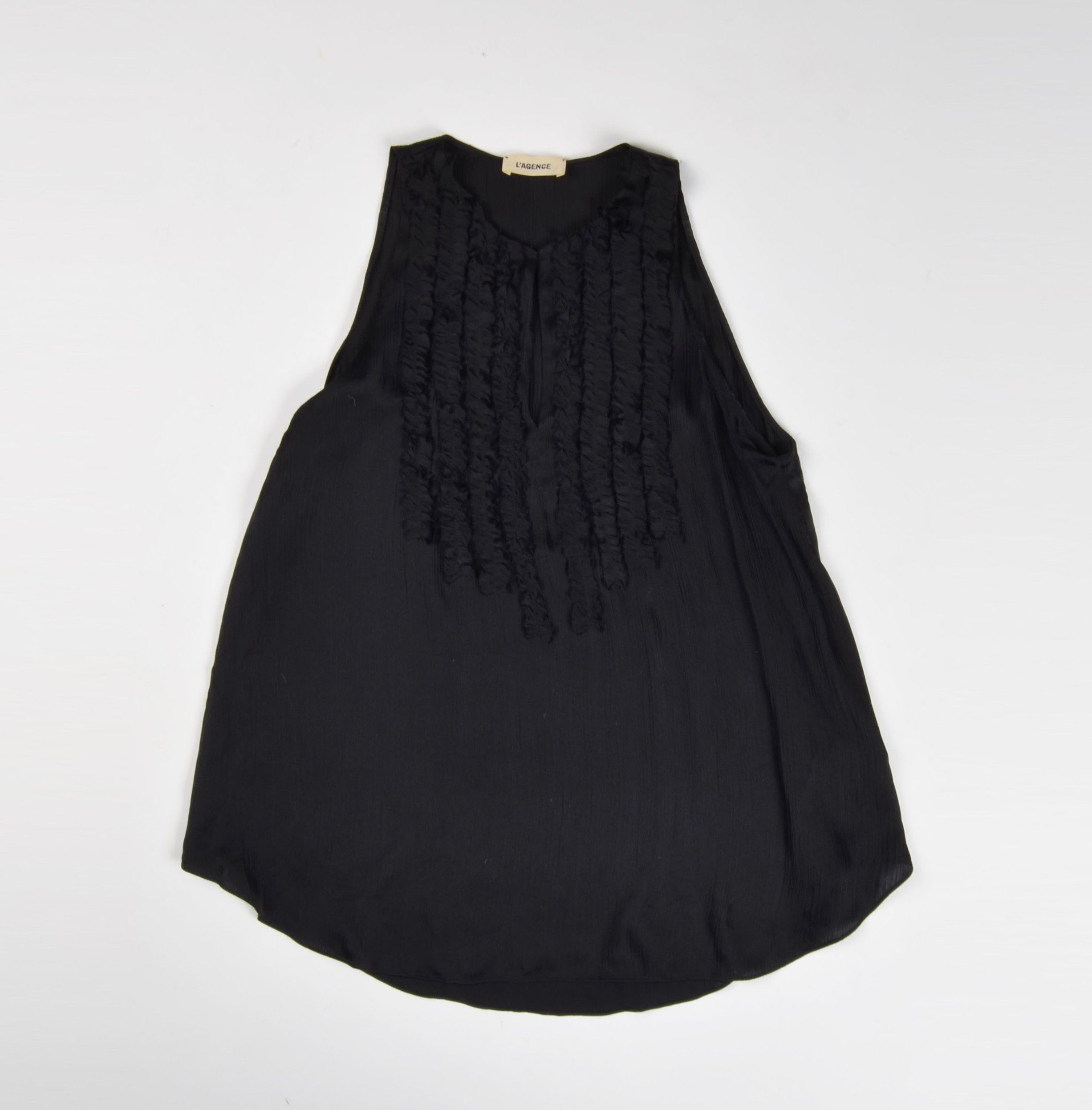 L'AGENCE Lagence Black 100% Silk Ruffle Sleeveless Top Blouse Size S / US 4 / IT 40 - 4 Thumbnail