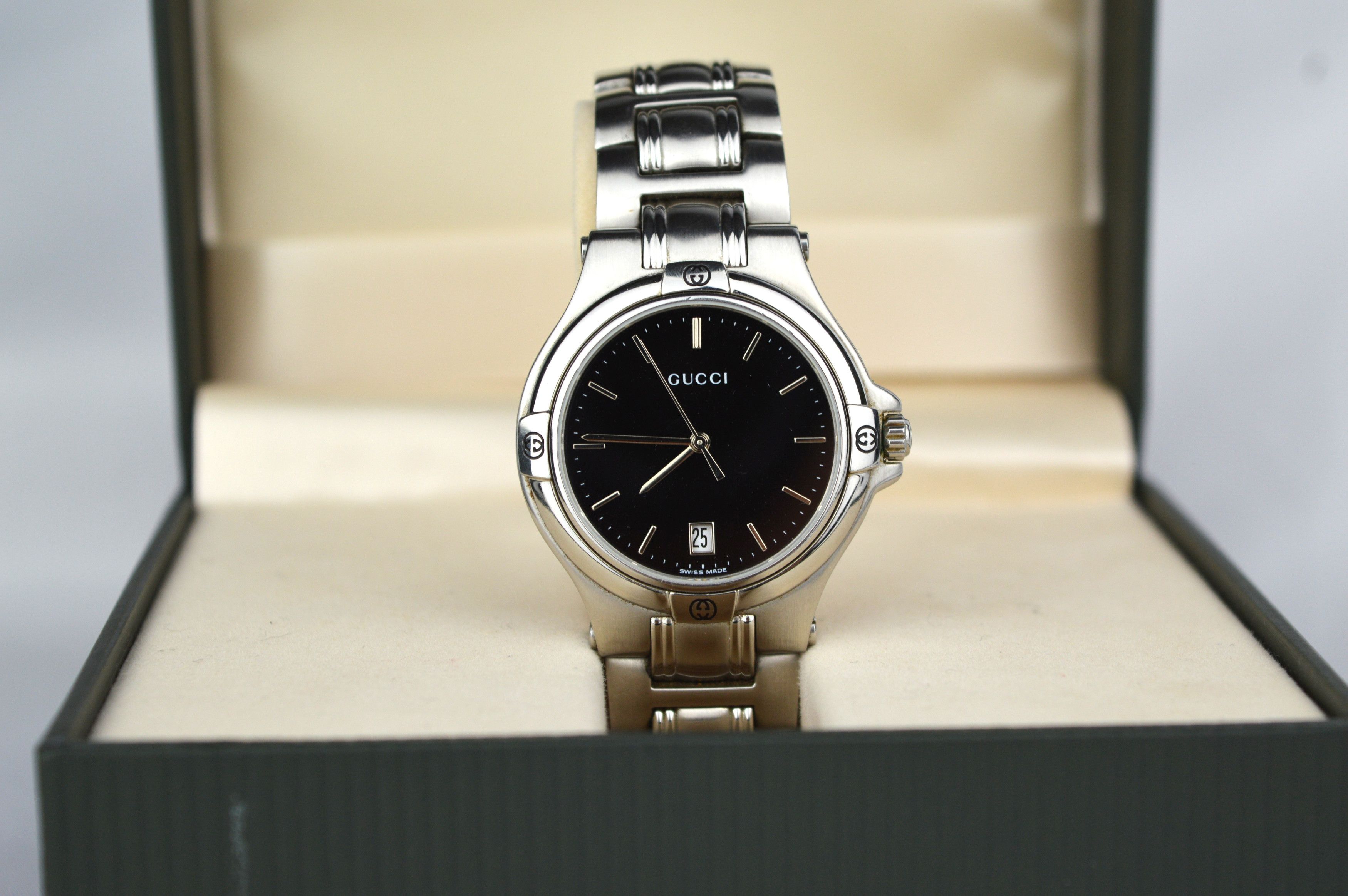 Gucci Gucci 9040M black dial watch with box Size 34 - 1 Thumbnail