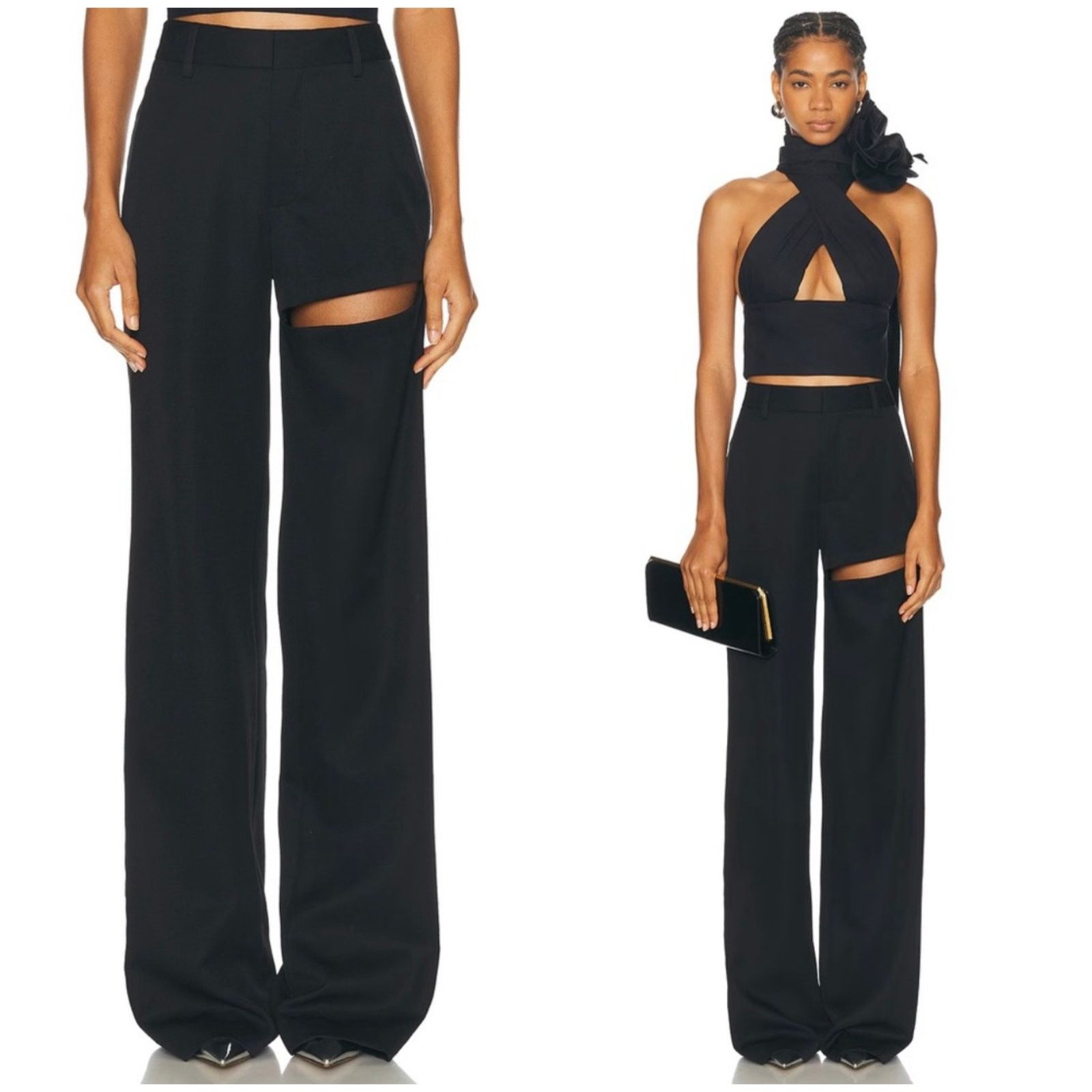 Area Area Asymmetric cutted virgin wool black pants size 2 New Size 26" / US 2 / IT 38 - 1 Thumbnail