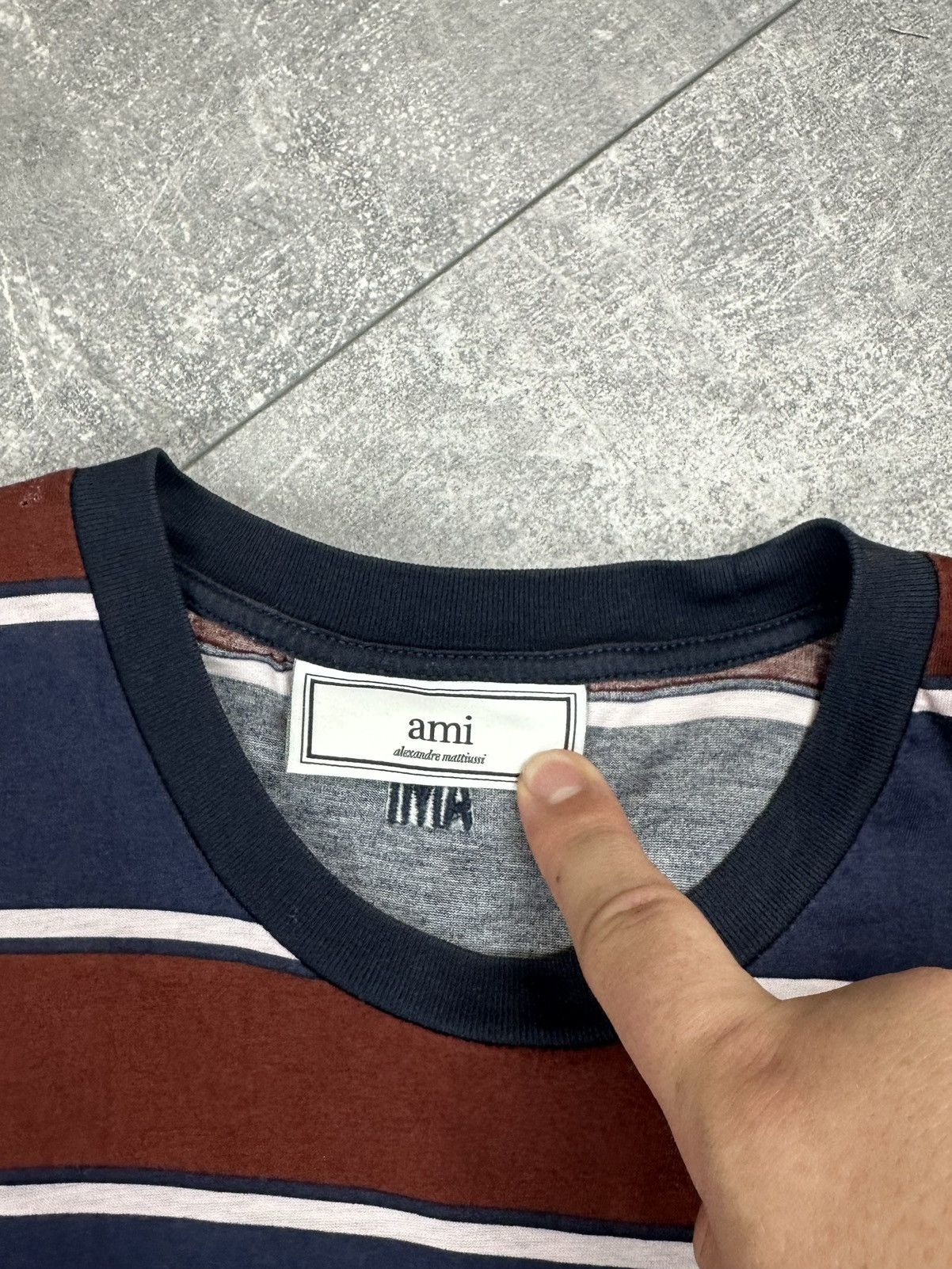 AMI Women’s Ami Luxury Striped Small Logo T-Shirt Size L / US 10 / IT 46 - 7 Thumbnail