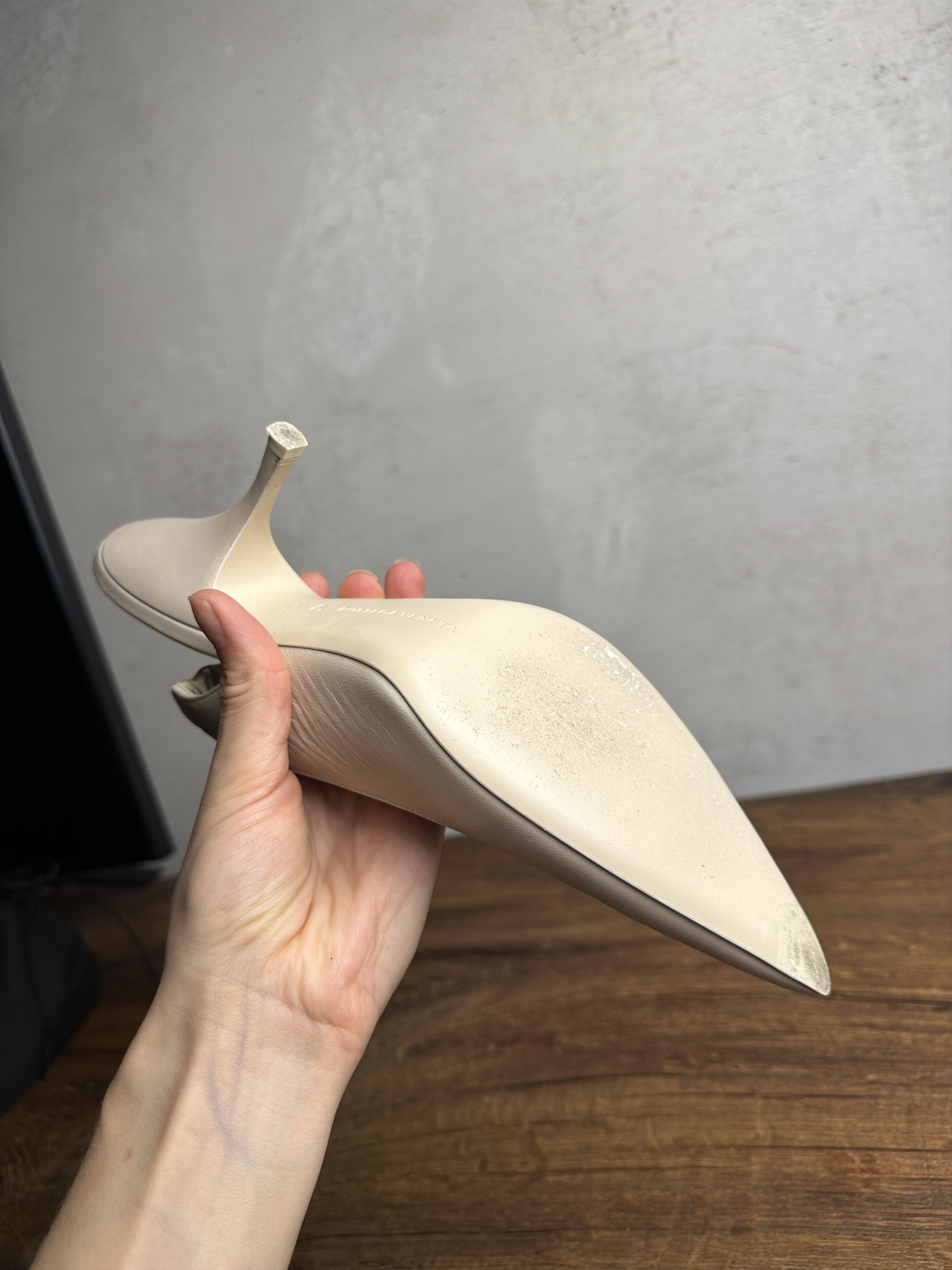 Bottega Veneta Bottega Veneta Cream Leather Slingback Pumps Size US 10 / IT 40 - 8 Thumbnail