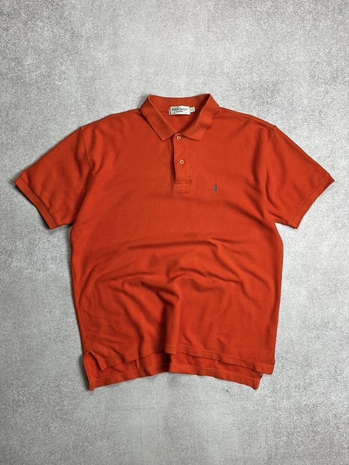 Vintage Vintage YSL Yves Saint Lauren Orange Polo Shirt L Size US L / EU 52-54 / 3 - 1 Thumbnail