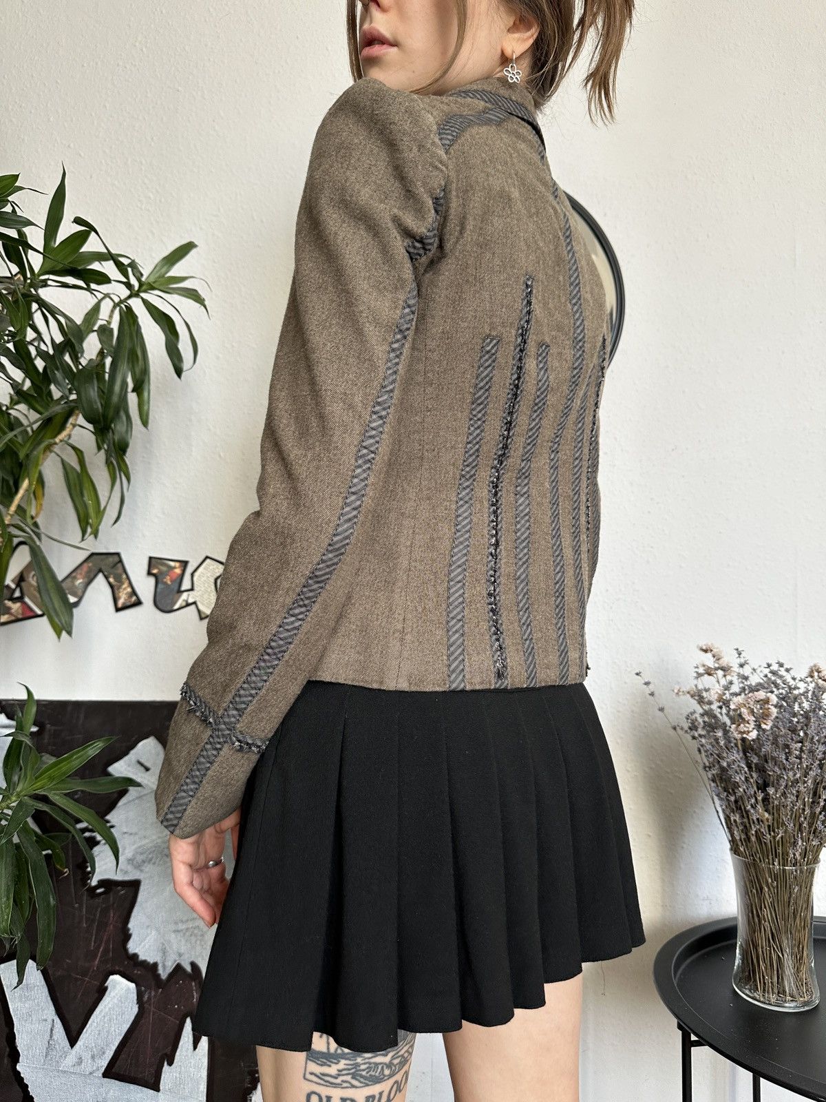 Designer Karen Millen Wool SteamPunk Style Blazer Jacket 90s Size M / US 6-8 / IT 42-44 - 6 Thumbnail