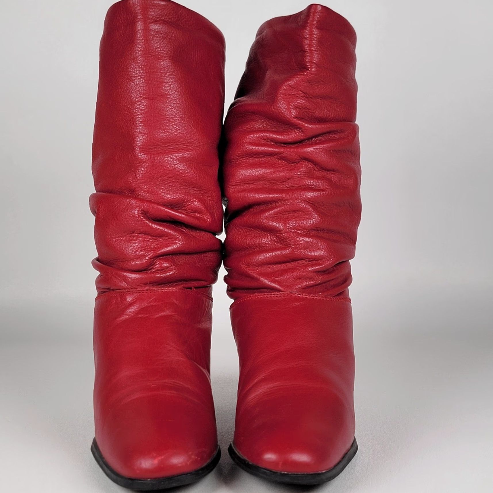 Vintage VINTAGE Hunt Club Leather Boots Women’s 6M Red Boot Slouch 80s Western Pinup Costume Leather, Riding Boot, Casual Womens Boots Size US 6 / IT 36 - 2 Thumbnail