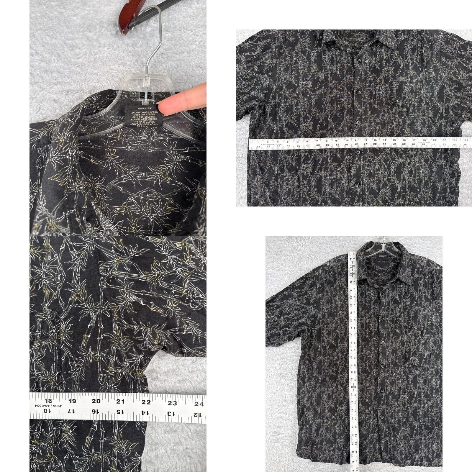 Vintage VINTAGE Cambridge Classics Shirt Men Hawaiian Floral 100% Rayon Button-Up Short Sleeve Blue Black Large Adult 100% Rayon Size US L / EU 52-54 / 3 - 8 Thumbnail