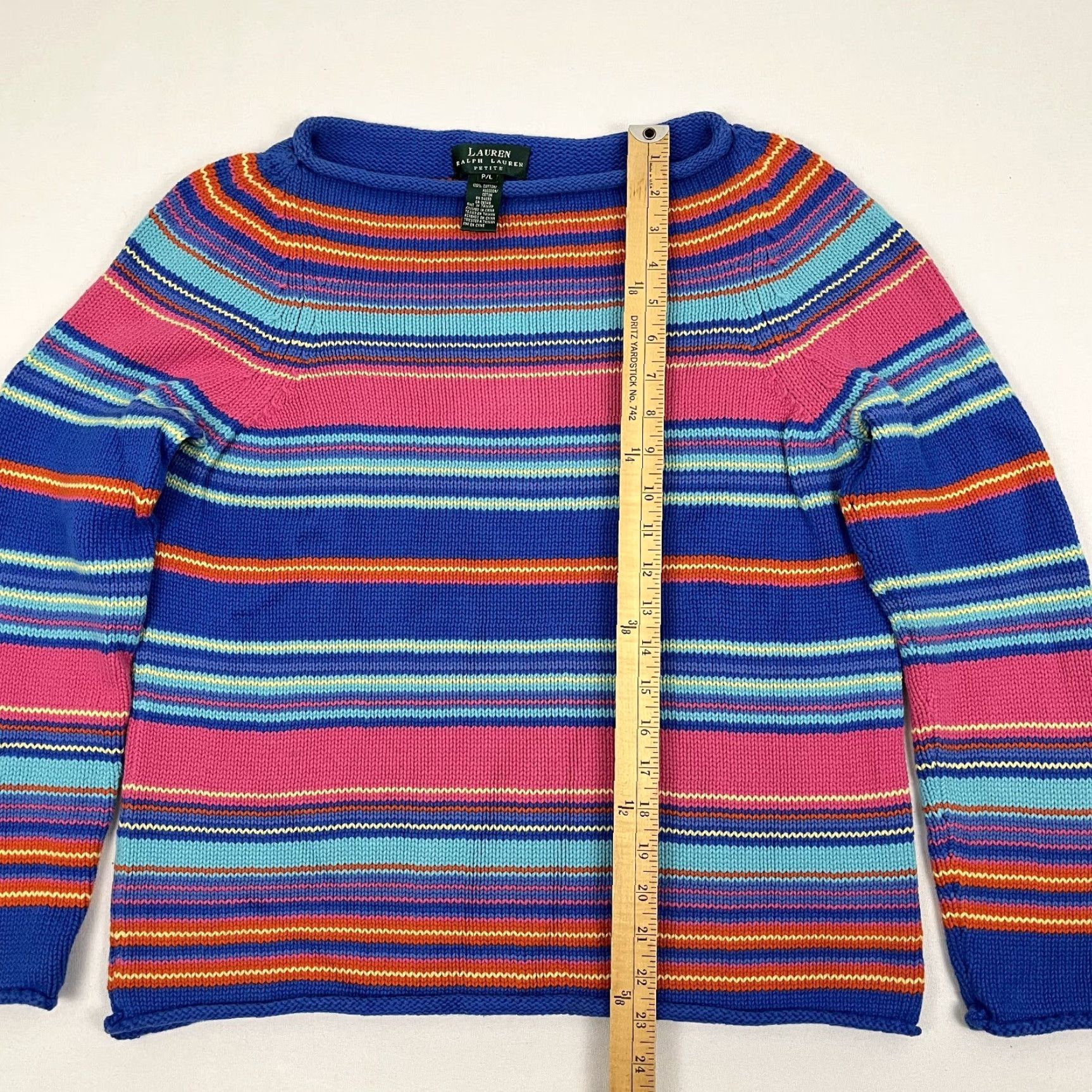 Ralph Lauren Lauren Ralph Lauren Sweater Womens Petite Large Multi Striped Roll Neck VTG LRL Size L / US 10 / IT 46 - 3 Thumbnail