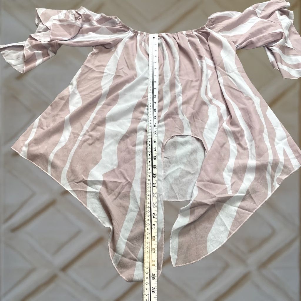 Pinko Unbranded Peasant Blouse Top Womens XL Pink Striped Stretch Off the Shoulder Blouse Size XL / US 12-14 / IT 48-50 - 1 Thumbnail