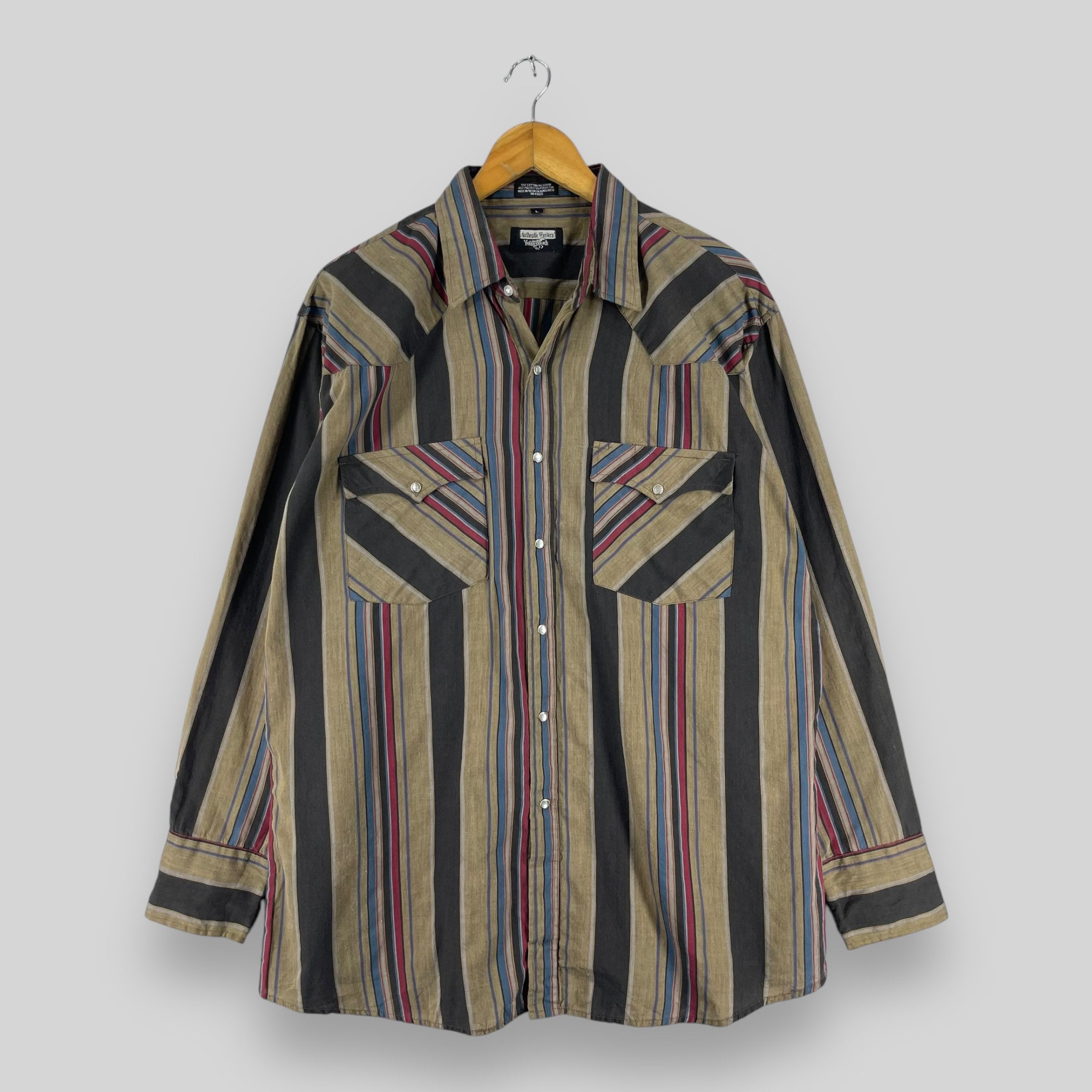 Vintage Vintage YOUNG BLOODS Multi Stripes Retro Style Western Shirt Size US L / EU 52-54 / 3 - 1 Thumbnail