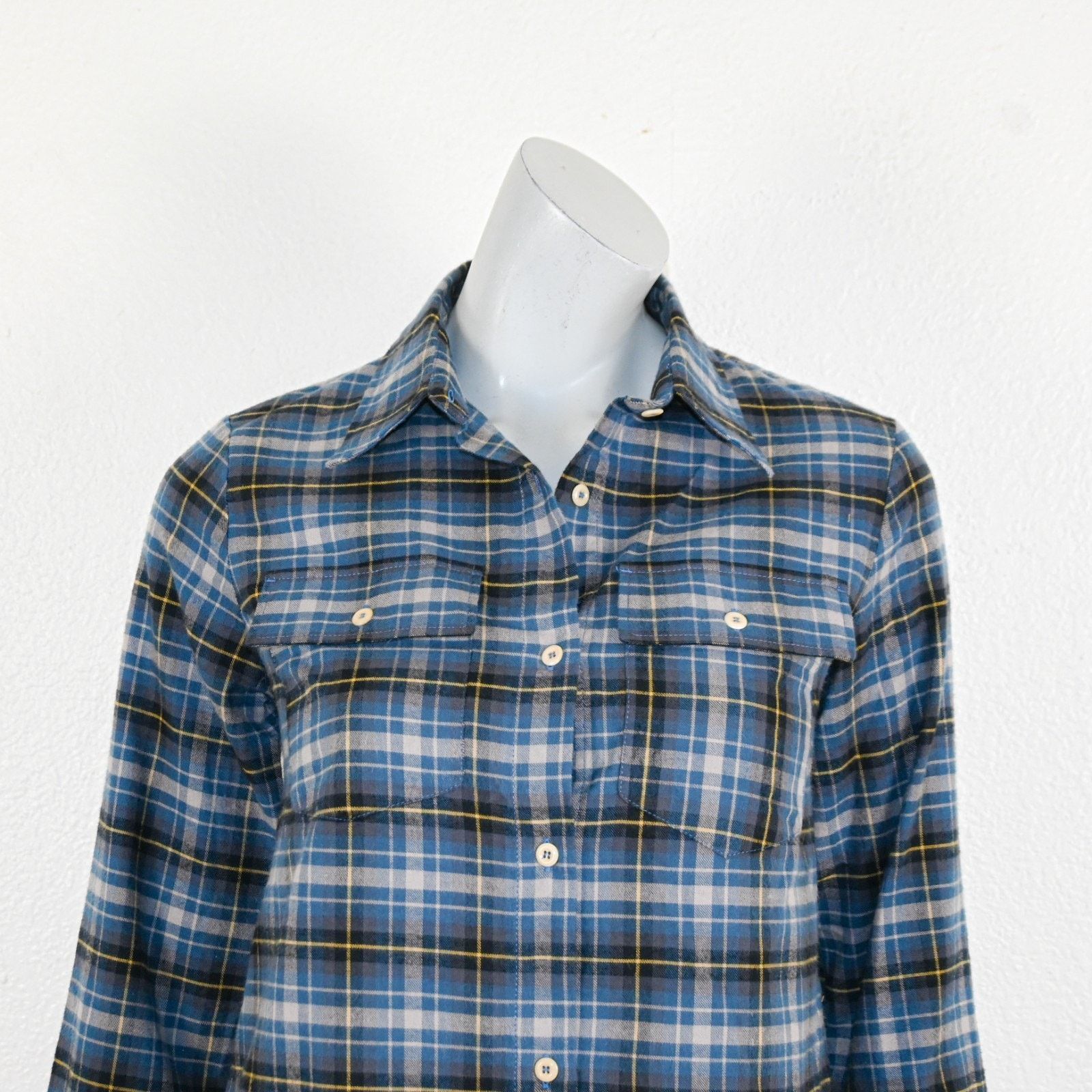 A.P.C. A.P.C. Blue Plaid Button up Flannel Shirt 100% Cotton Size XS / US 0-2 / IT 36-38 - 8 Thumbnail