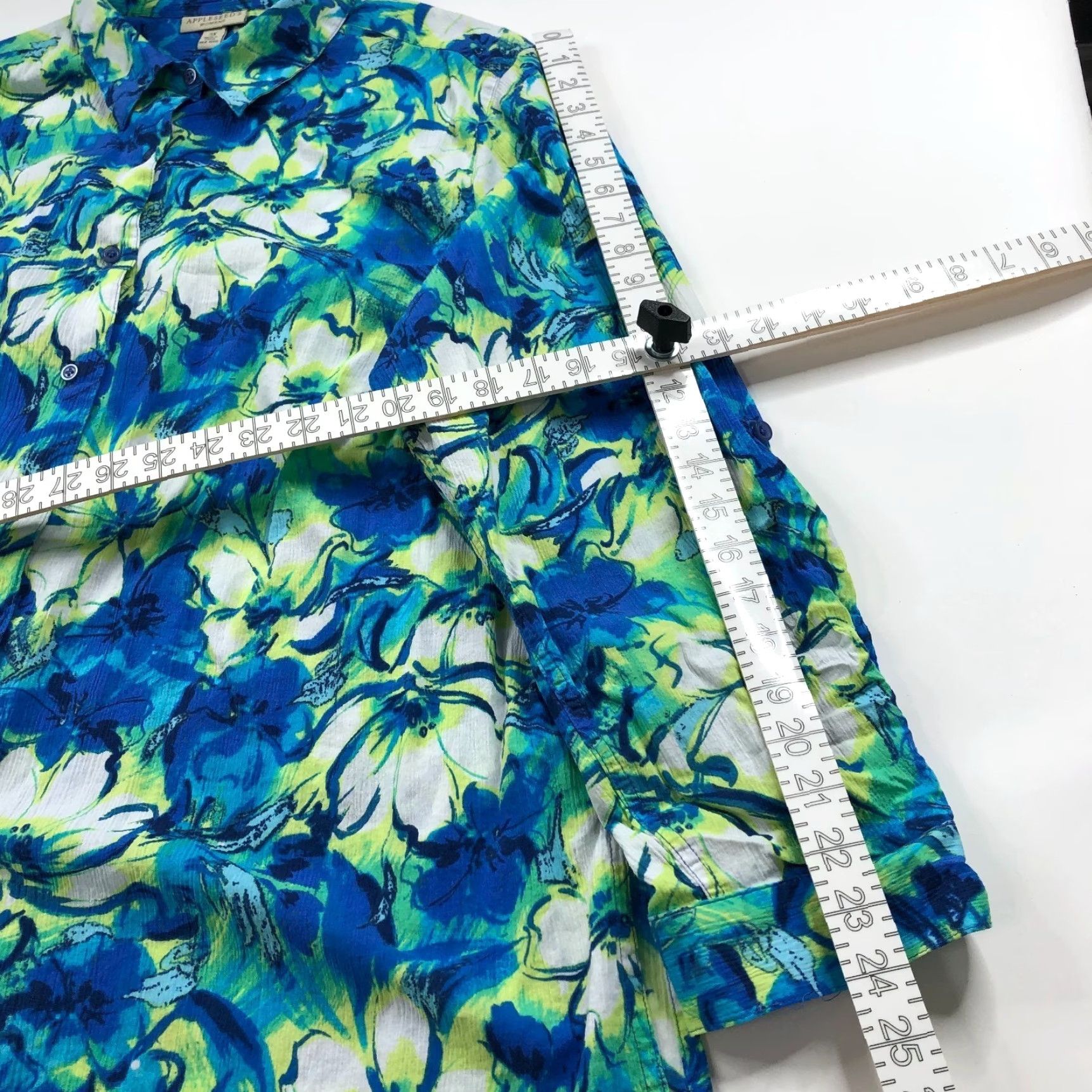 Vintage Appleseed's Plus Button Long Sleeve Roll Tab All Over Print Shirt Blue MINT Size XXL / US 16-18 / IT 52-54 - 5 Thumbnail