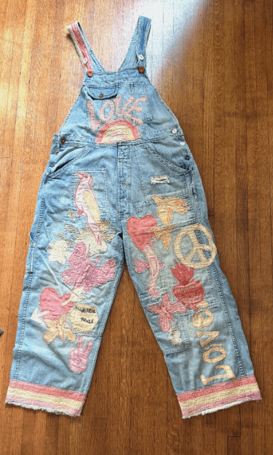 RARE Magnolia Pearl Woodstock Denim Applique Overalls