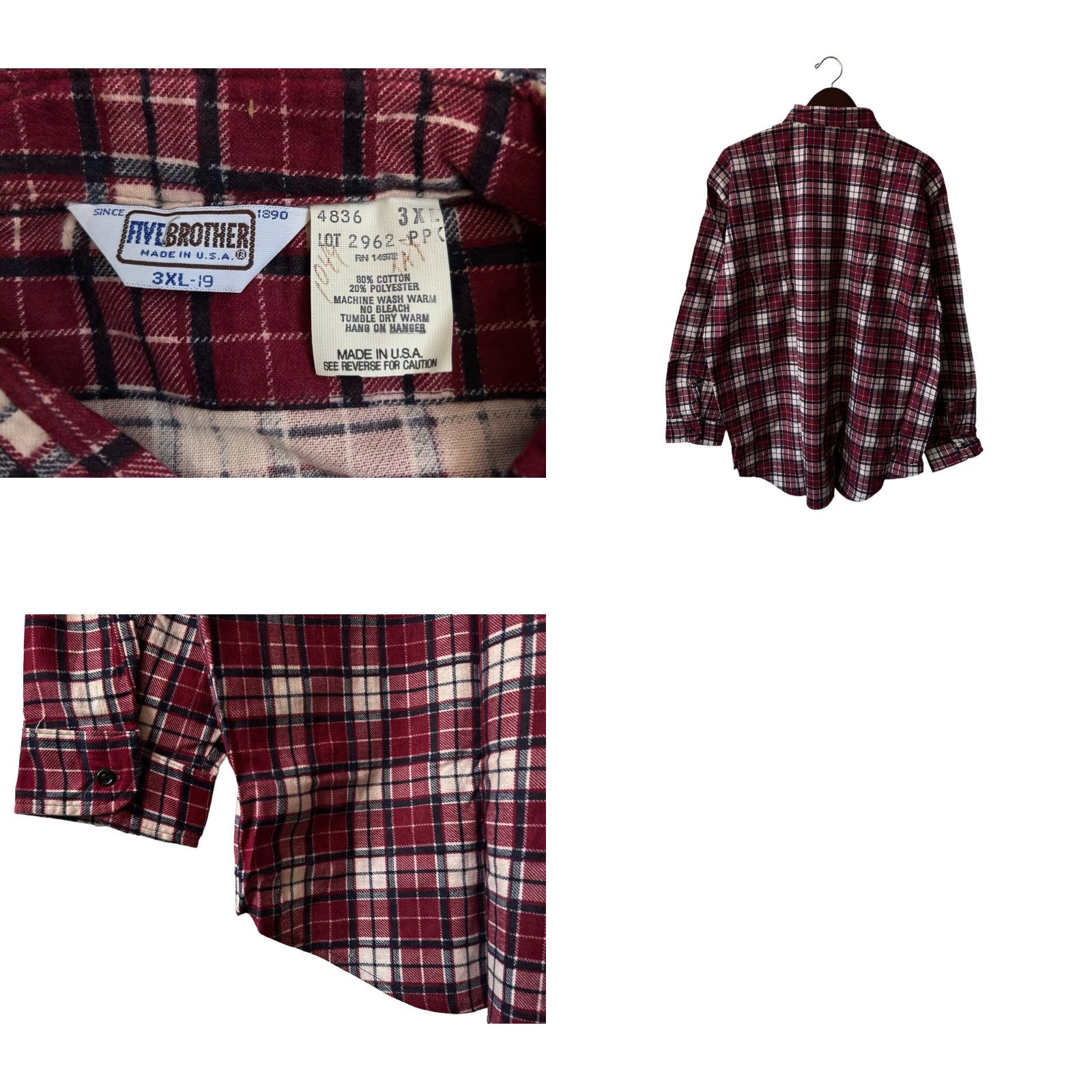 Vintage VINTAGE Five Brother Dakota Plaid Flannel Shirt Mens 3XL Red USA NWT NOS Button-Up Long Sleeve Cotton 80s Size US XXL / EU 58 / 5 - 8 Thumbnail