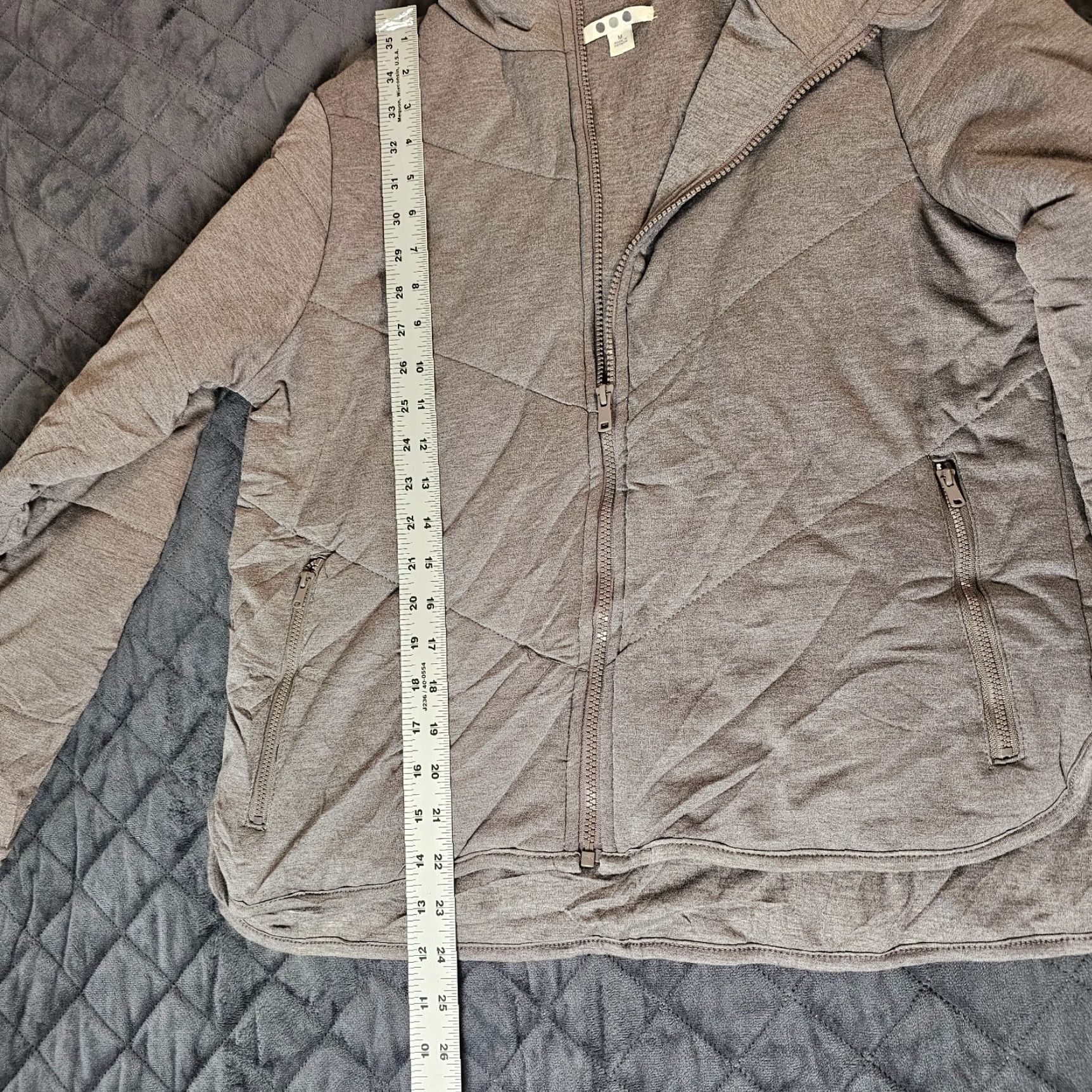 Vintage Three Dots Jacket Womens M Heather Gray Quilted Full Zip Pockets Size M / US 6-8 / IT 42-44 - 5 Thumbnail