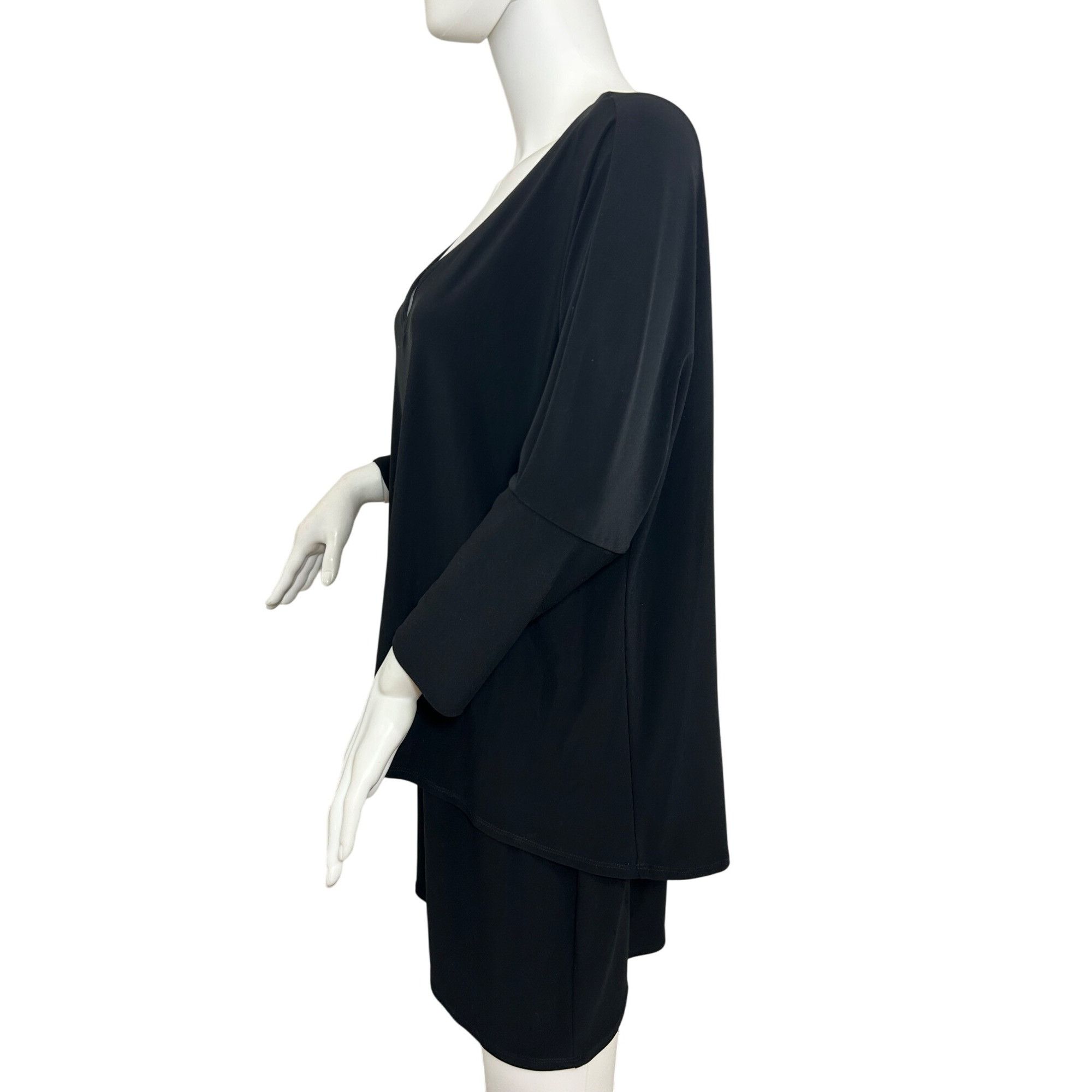 Joseph Ribkoff Joseph Ribkoff Tunic Top Black 14 3/4 Sleeves V-Neck Tiered Size XL / US 12-14 / IT 48-50 - 3 Thumbnail