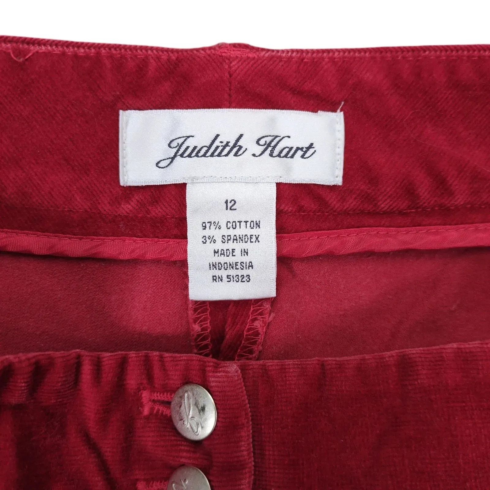 Vintage Judith Hart Women's 12 Red Velour Pants 26x30" Size 34" / US 12 / IT 48 - 4 Thumbnail