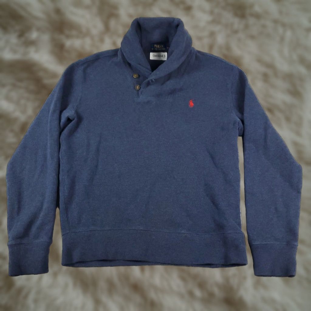 Ralph Lauren Ralph Lauren Mens Blue Pullover Sweater Small Pony Logo Collar Cotton Long Sleeve Business Casual Size US S / EU 44-46 / 1 - 1 Thumbnail