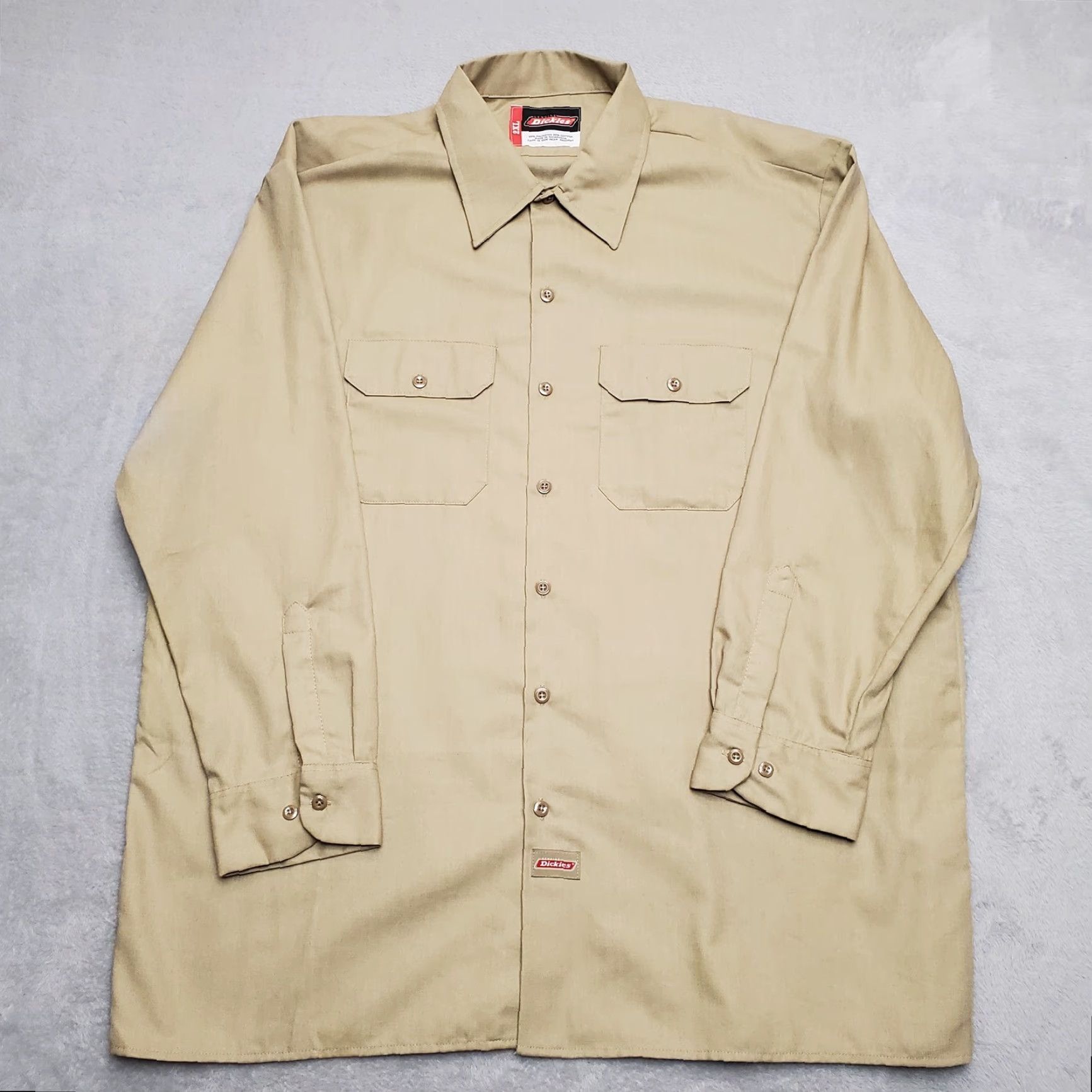 Dickies VINTAGE Dickies Shirt Mens 2XL Beige Herringbone Twill Workwear Long Sleeve Button-Up Solid MENS Size US XXL / EU 58 / 5 - 2 Thumbnail