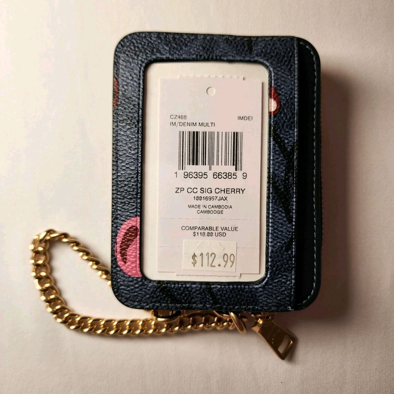 Coach NWT Coach CZ468 Zip Card Case Signature Canvas Cherry Denim Size ONE SIZE - 2 Thumbnail