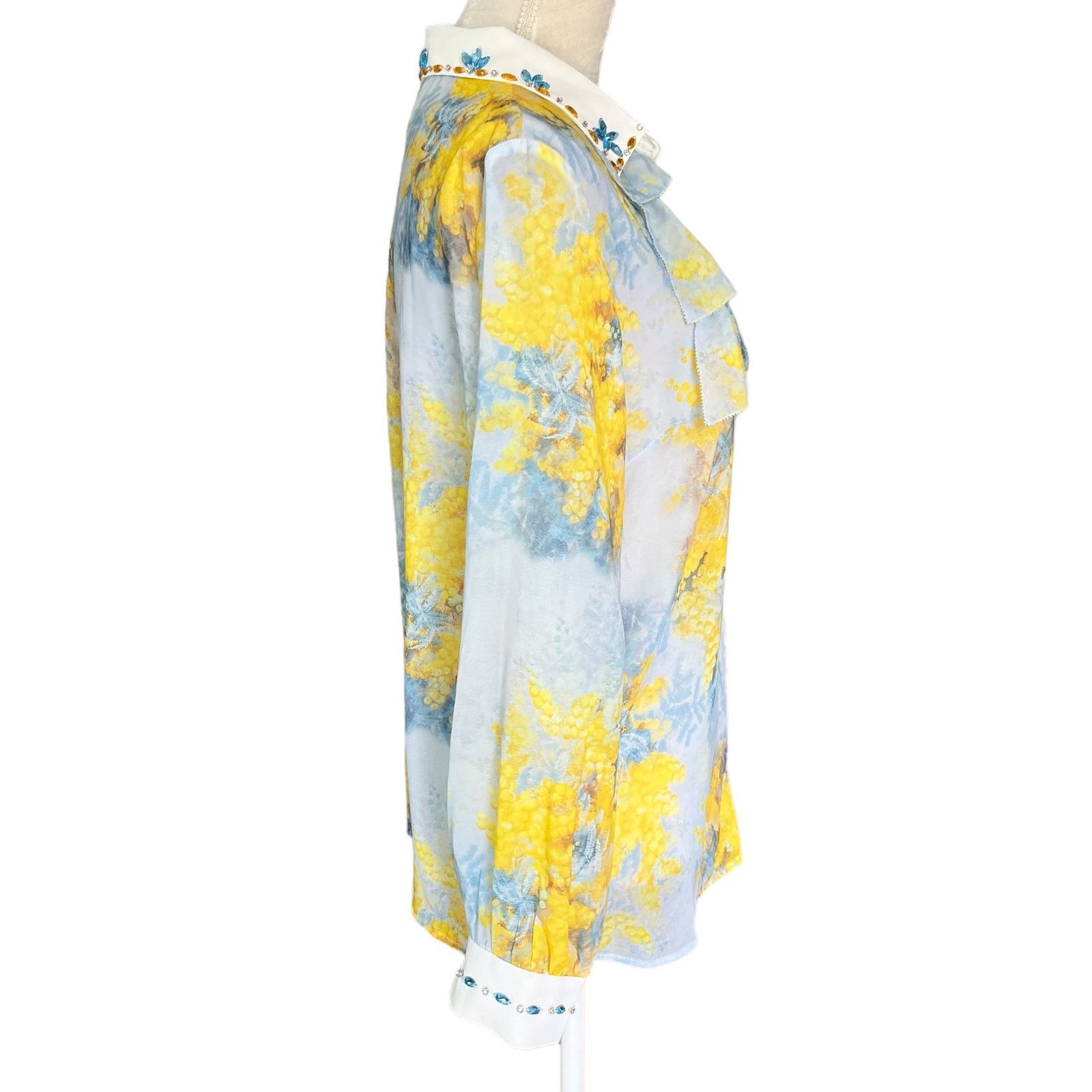 Other UVM Blouse Button Down Semi Sheer L Crystals Boho Retro Size L / US 10 / IT 46 - 8 Thumbnail