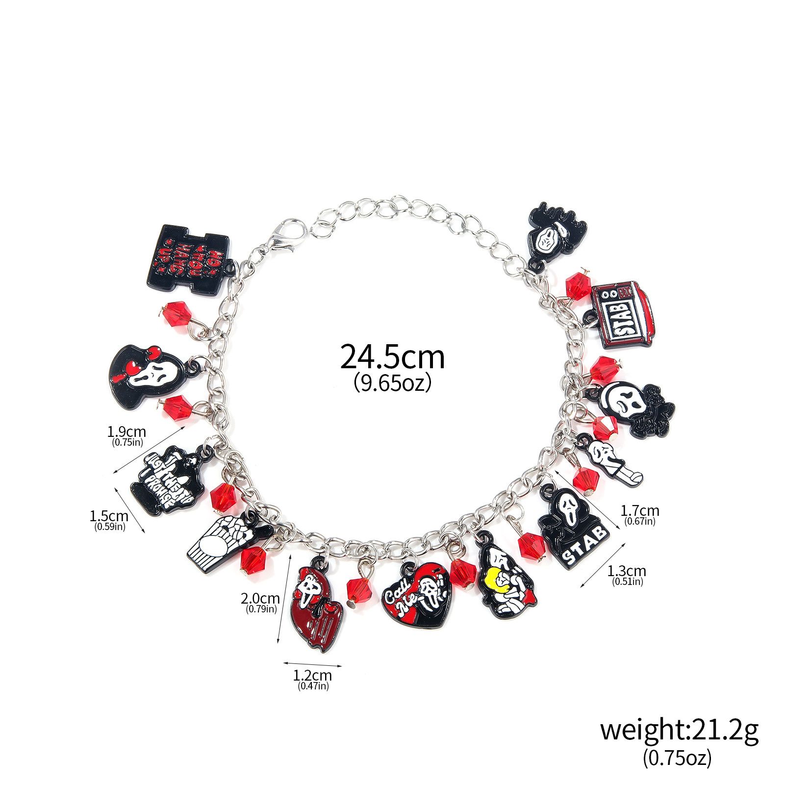 Jewelry Horror Charm Bracelet Skull Head Pendant Size ONE SIZE - 6 Thumbnail