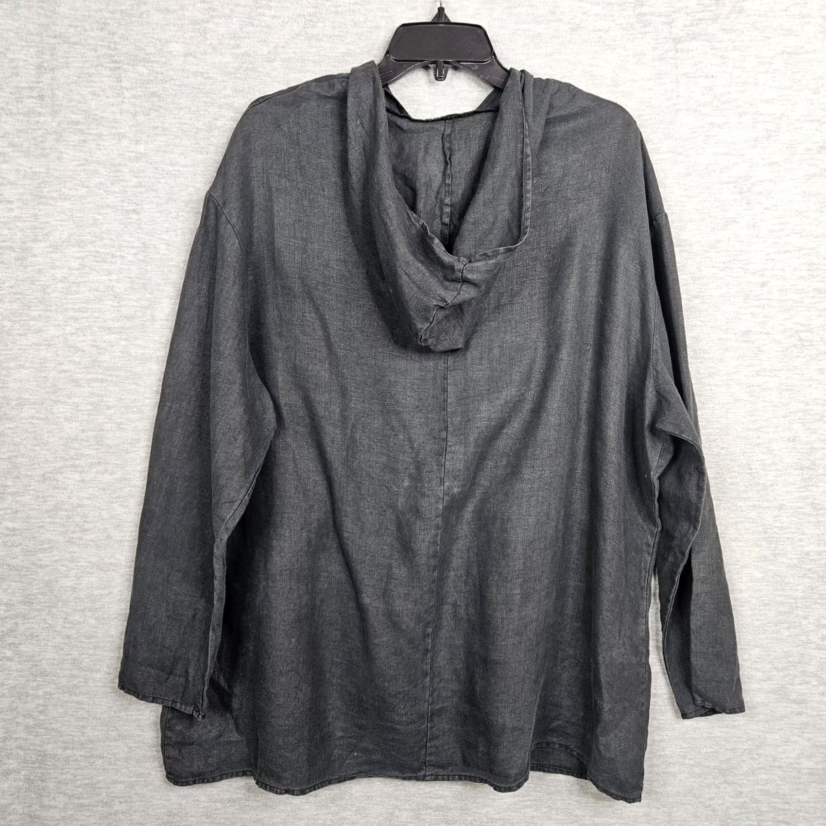 Vintage BRYN WALKER Women's Linen Button-Up Light Weight Hoodie Top S Black Linen Button-Up Shirt Womens Regular Size S Size S / US 4 / IT 40 - 2 Thumbnail