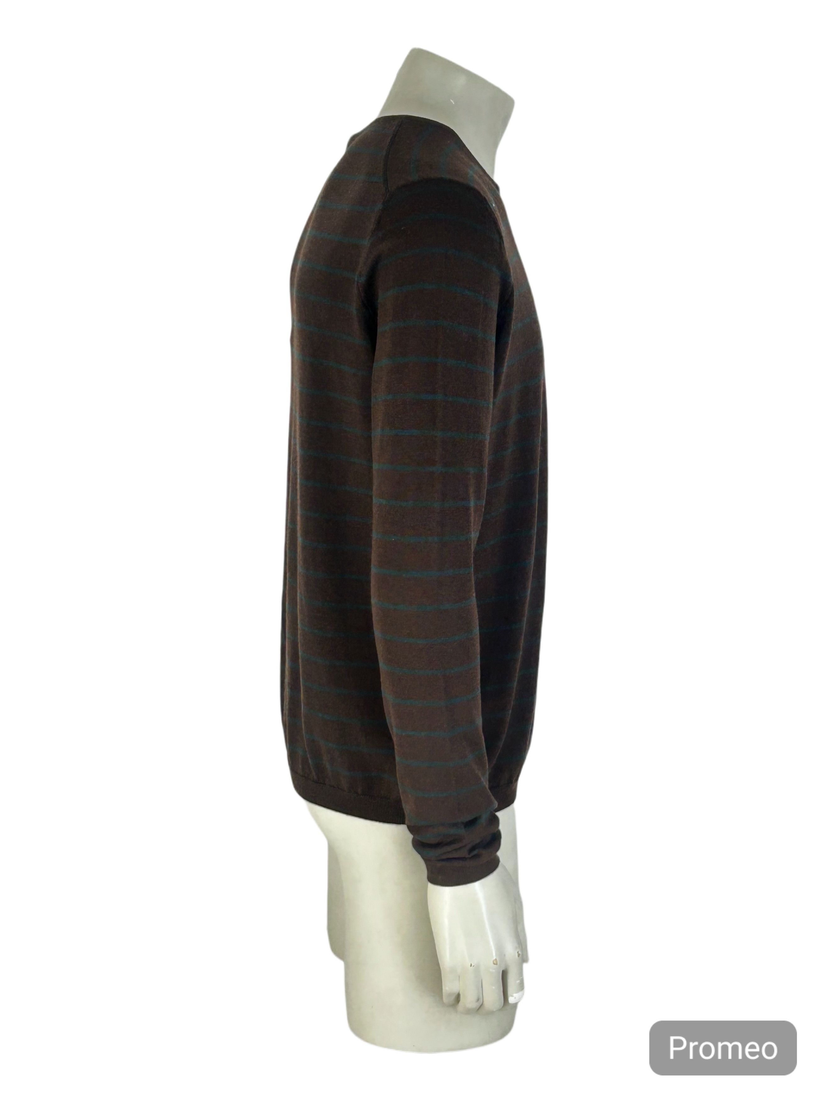 Prada Prada Silk Mix Crew Neck Striped Fine Gauge Knit Jumper Size US XXL / EU 58 / 5 - 2 Thumbnail