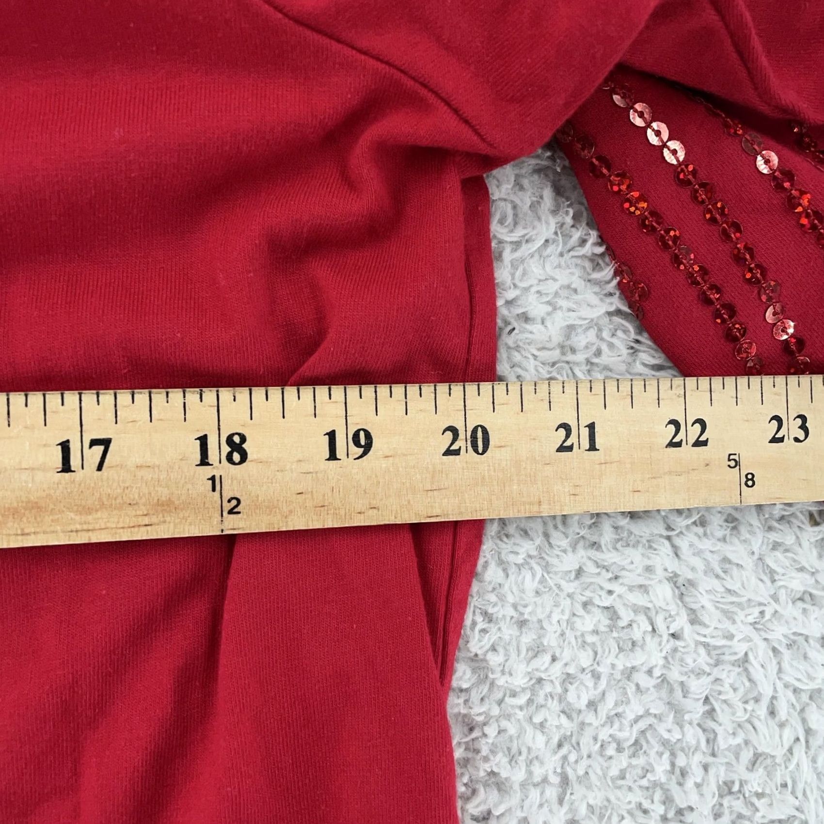 Bob Mackie Bob Mackie Wearable Art Shirt Womens Medium Red Sequin 3/4 Sleeve Scoop Neck Top Size M / US 6-8 / IT 42-44 - 5 Thumbnail