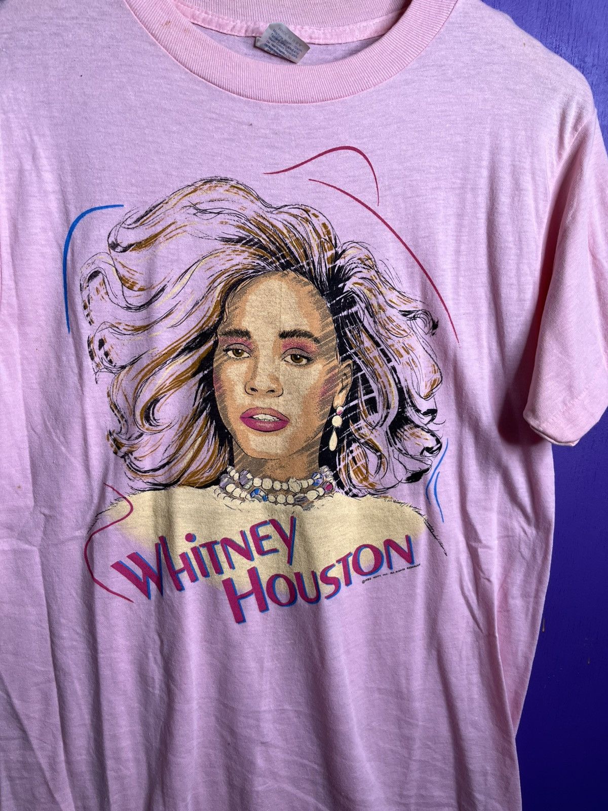 Band Tees × Vintage Vintage 1986 Whitney Houston face t-shirt Size US M / EU 48-50 / 2 - 3 Thumbnail