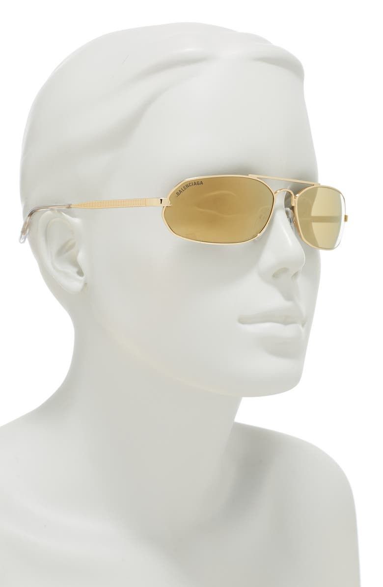 Balenciaga Balenciaga BB0010S 004 Gold/Gold Mirrored Unisex Sunglasses Size ONE SIZE - 1 Thumbnail