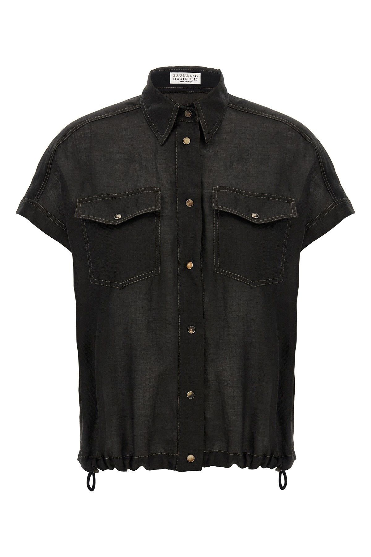 Brunello Cucinelli o1w1db10825 Blouse in Black Size L / US 10 / IT 46 - 1 Thumbnail