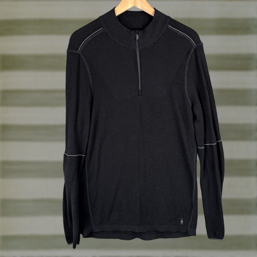 Smartwool Smartwool Intraknit 250 Shirt Mens M Black 1/4 Zip Pullover Merino Wool Lightweight Outdoor Activewear Long Sleeve Fall Winter Size US M / EU 48-50 / 2 - 1 Thumbnail